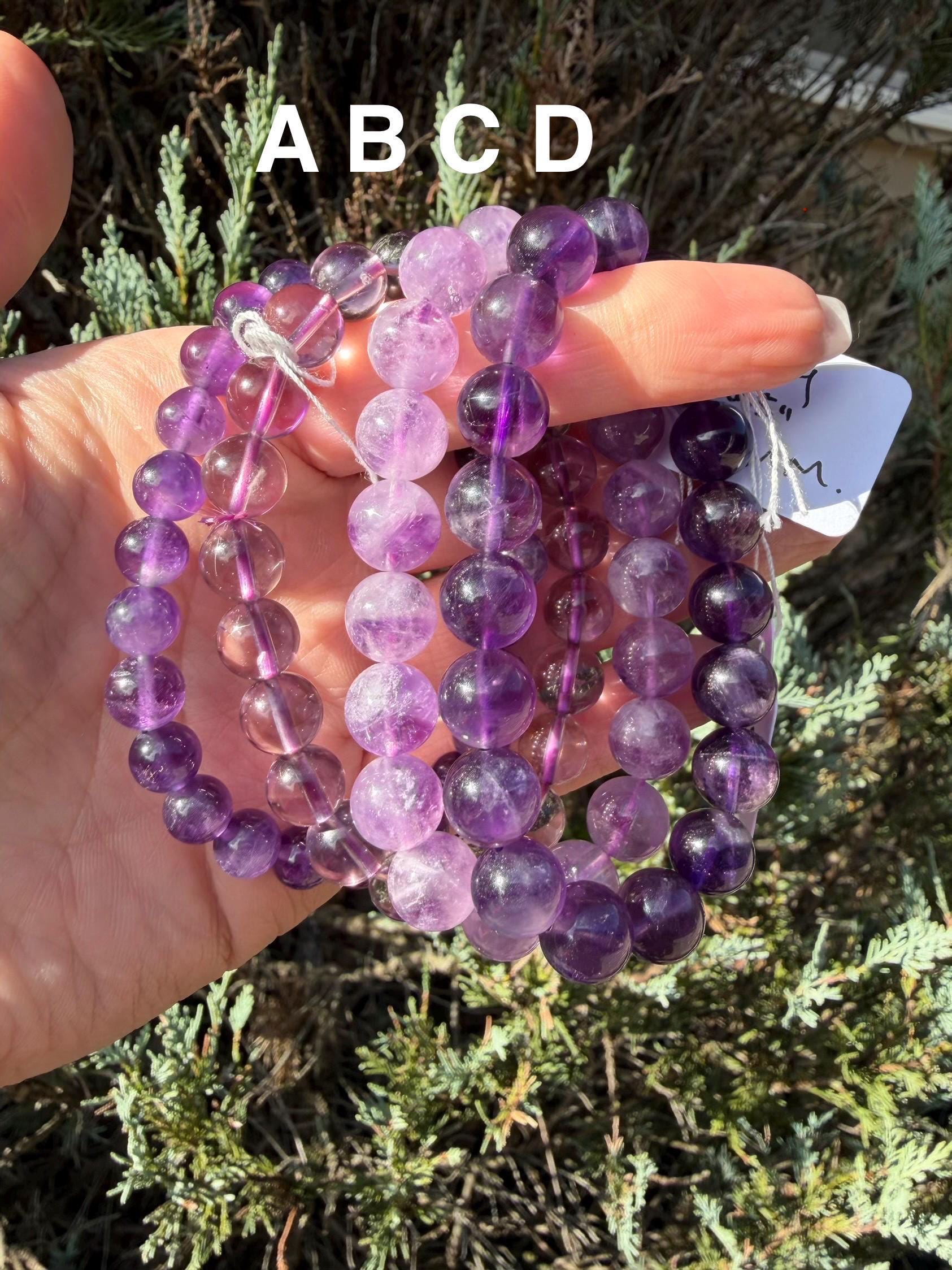 Natural Amethyst Crystal Beaded Bracelets • Polished Gemstone Healing Jewelry 2