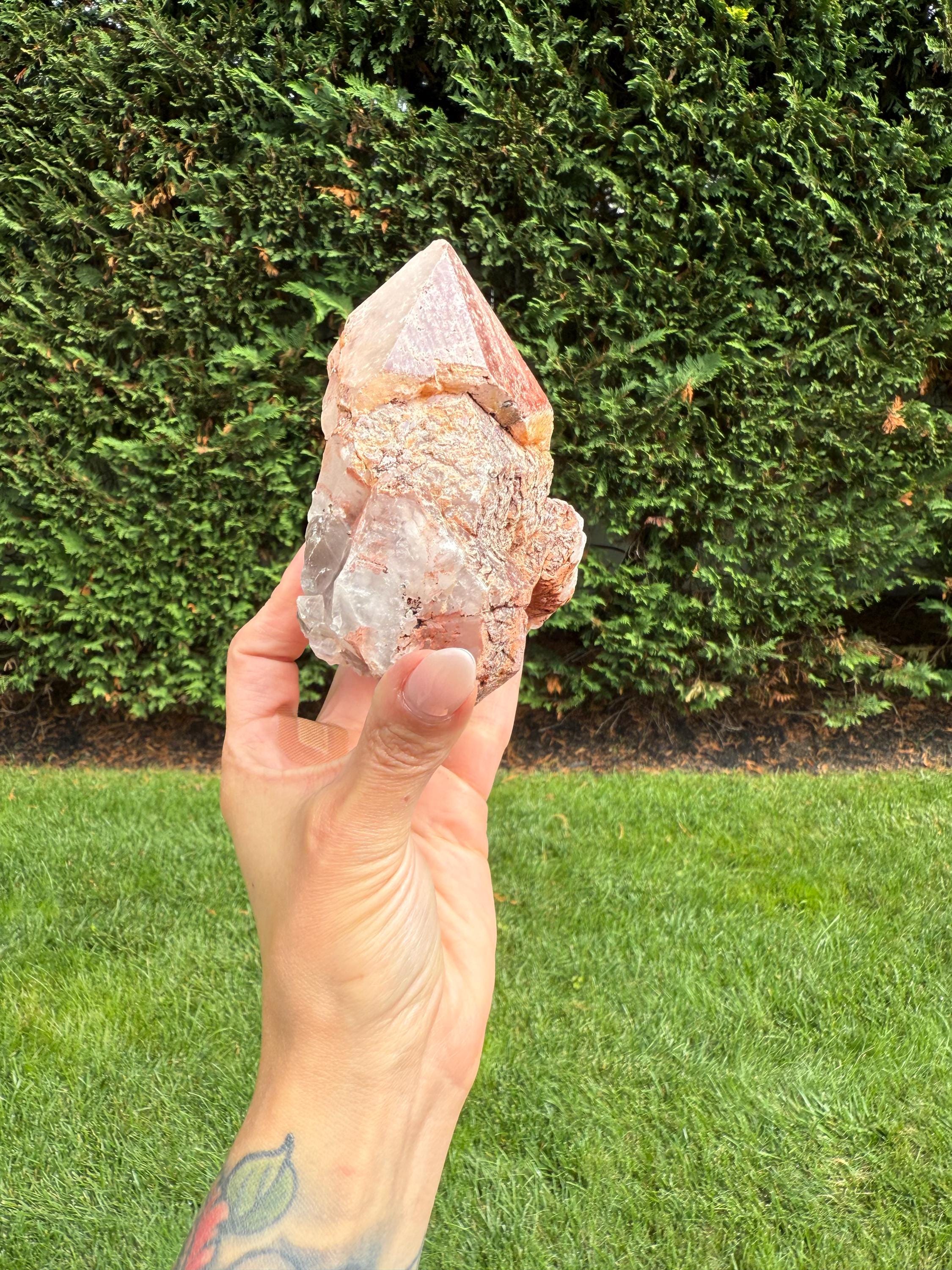 Hematite Included Quartz Crystal Cluster: Grounding & Energizing Natural Indian Specimen 12