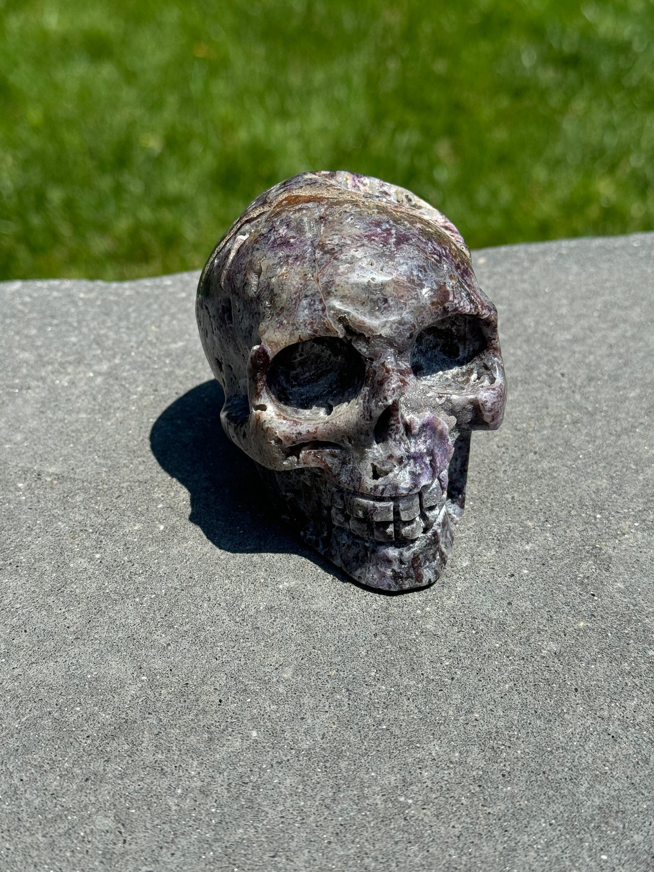 Purple Sphalerite Druzy Crystal Skull • Hand Carved Gemstone Spiritual Decor 6