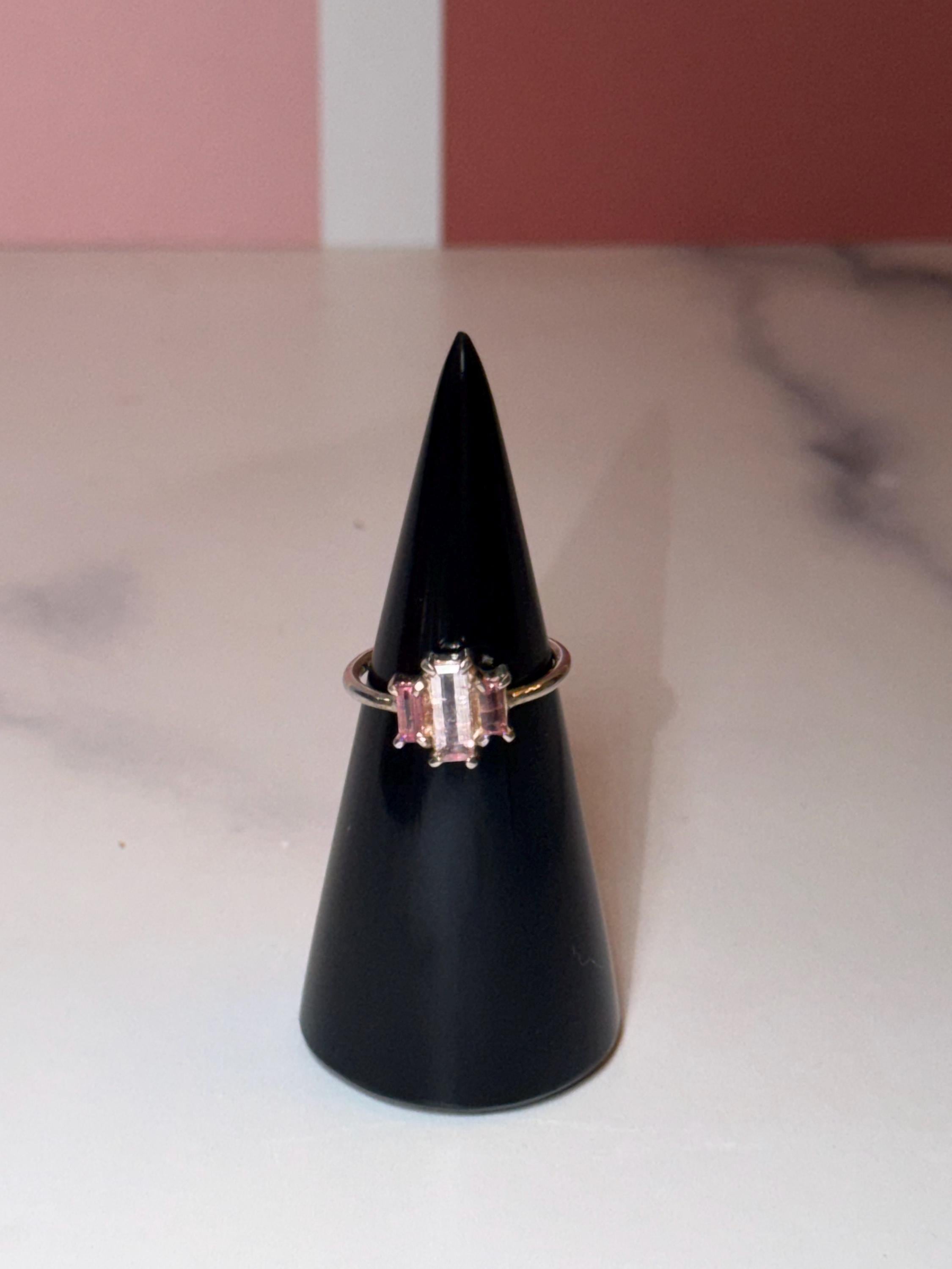 Faceted Pink Tourmaline Sterling Silver Ring • Dainty Boho Gemstone Jewelry (size 7) 3
