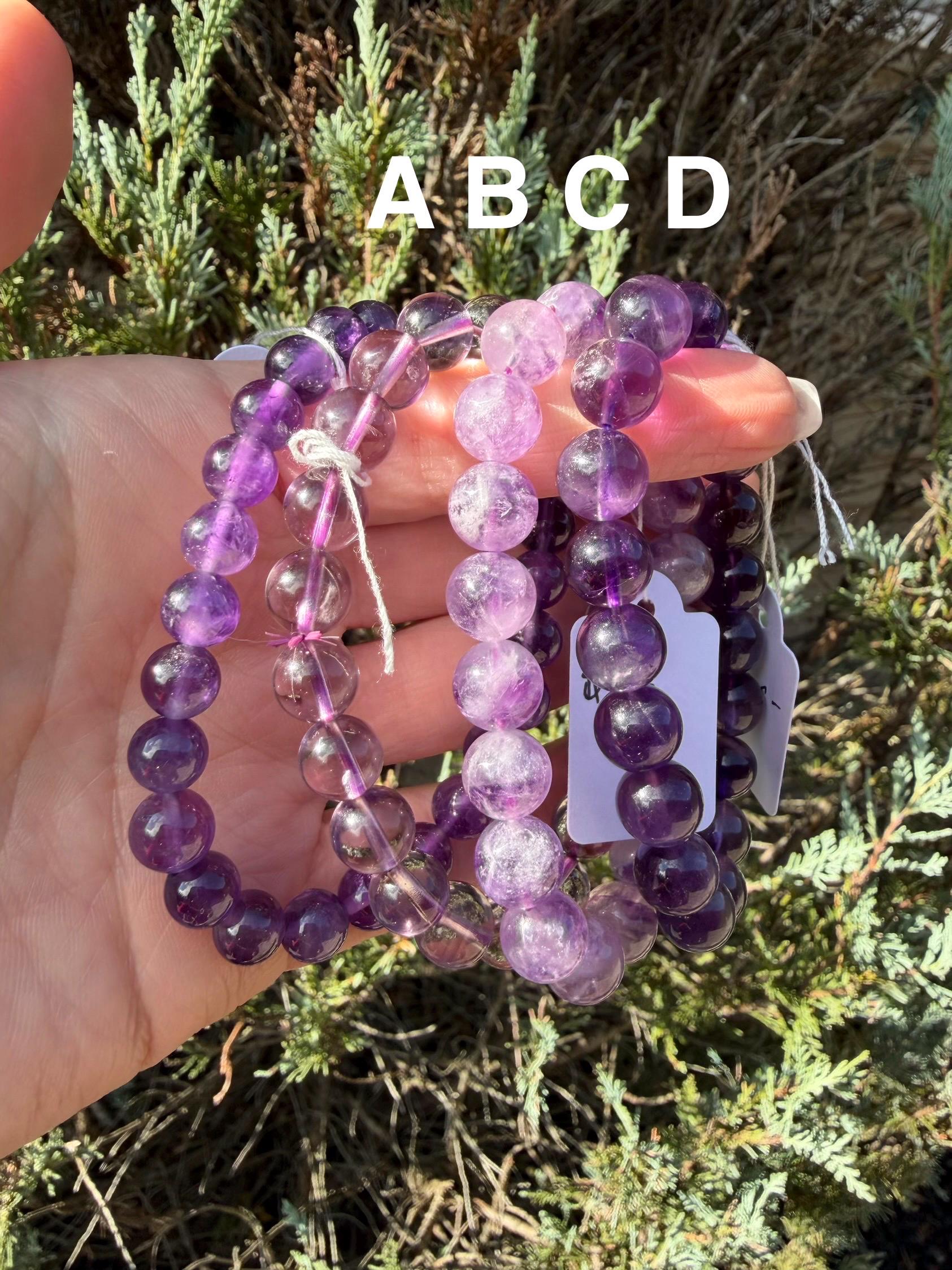 Natural Amethyst Crystal Beaded Bracelets • Polished Gemstone Healing Jewelry 4