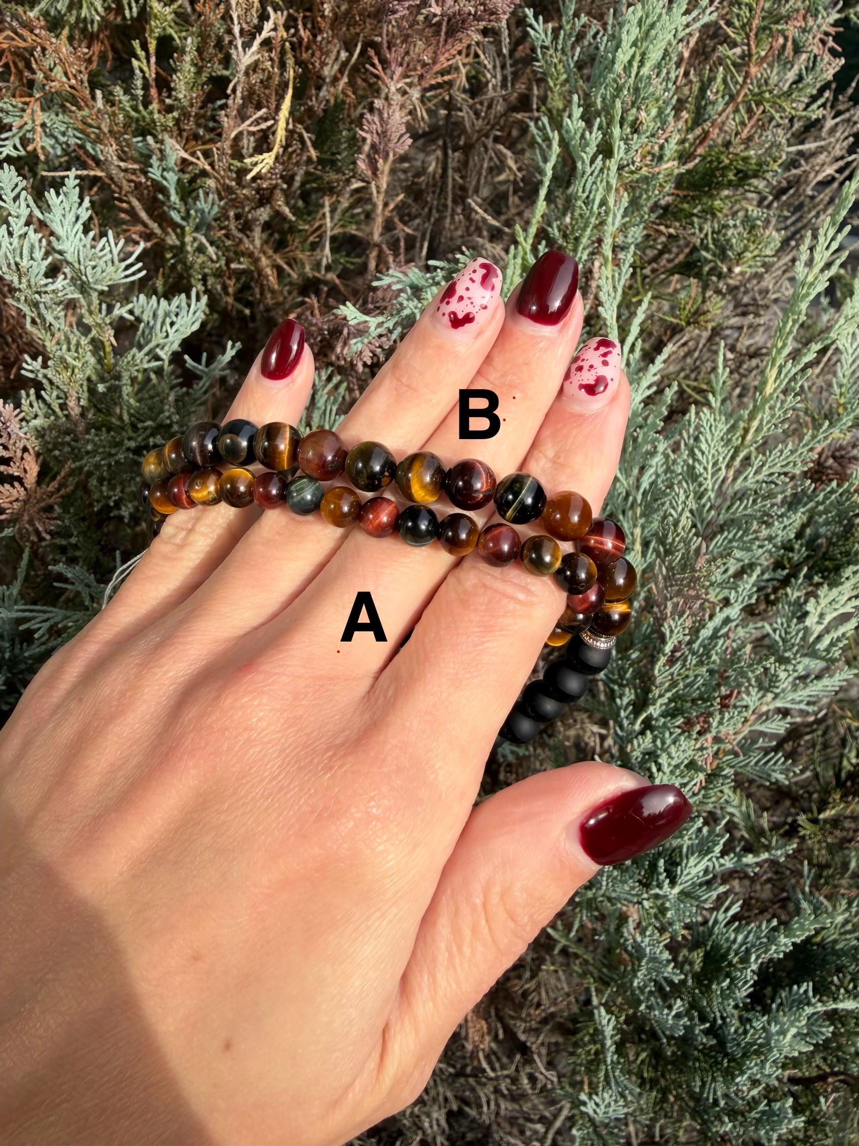 Tiger's Eye Beaded Bracelet • Natural Gemstone Protection Crystal Jewelry 5