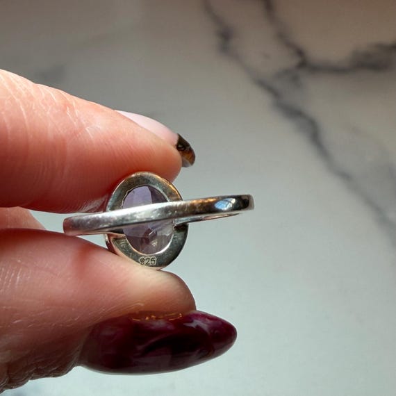 Faceted Amethyst Solitaire Ring: 925 Sterling Sil… - image 8