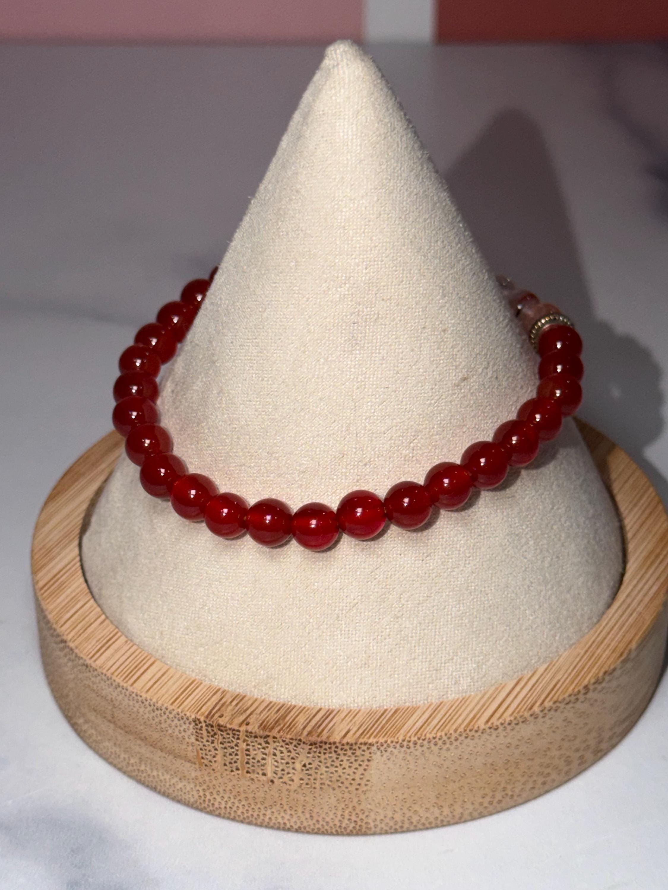 Carnelian & Fire Quartz Stretch Bracelet, Subtle Sparkle Gemstone Jewelry 6