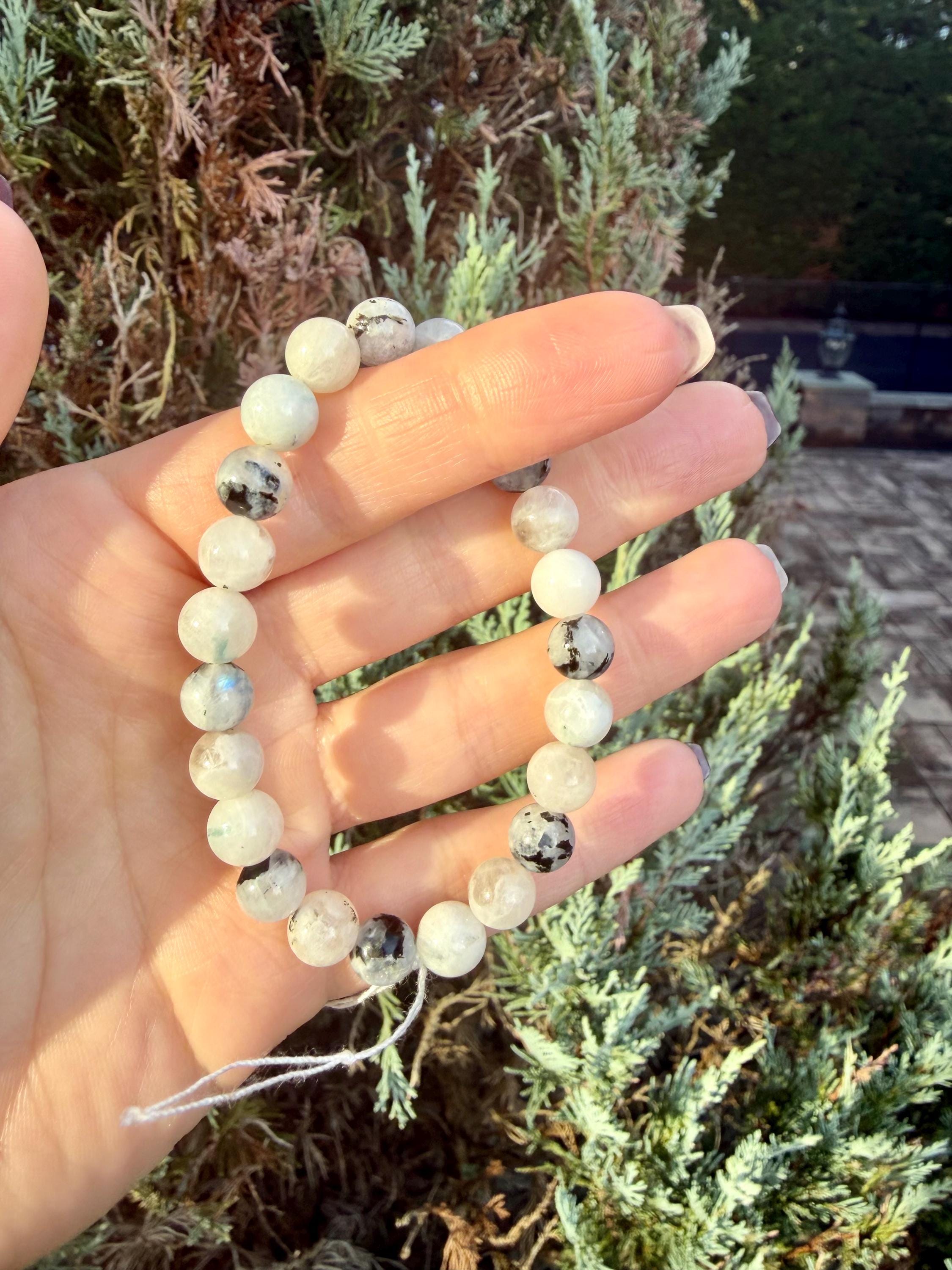 Rainbow Moonstone 8mm Beaded Bracelet • Blue Flash Intuition Stone, Feminine Energy Jewelry 12