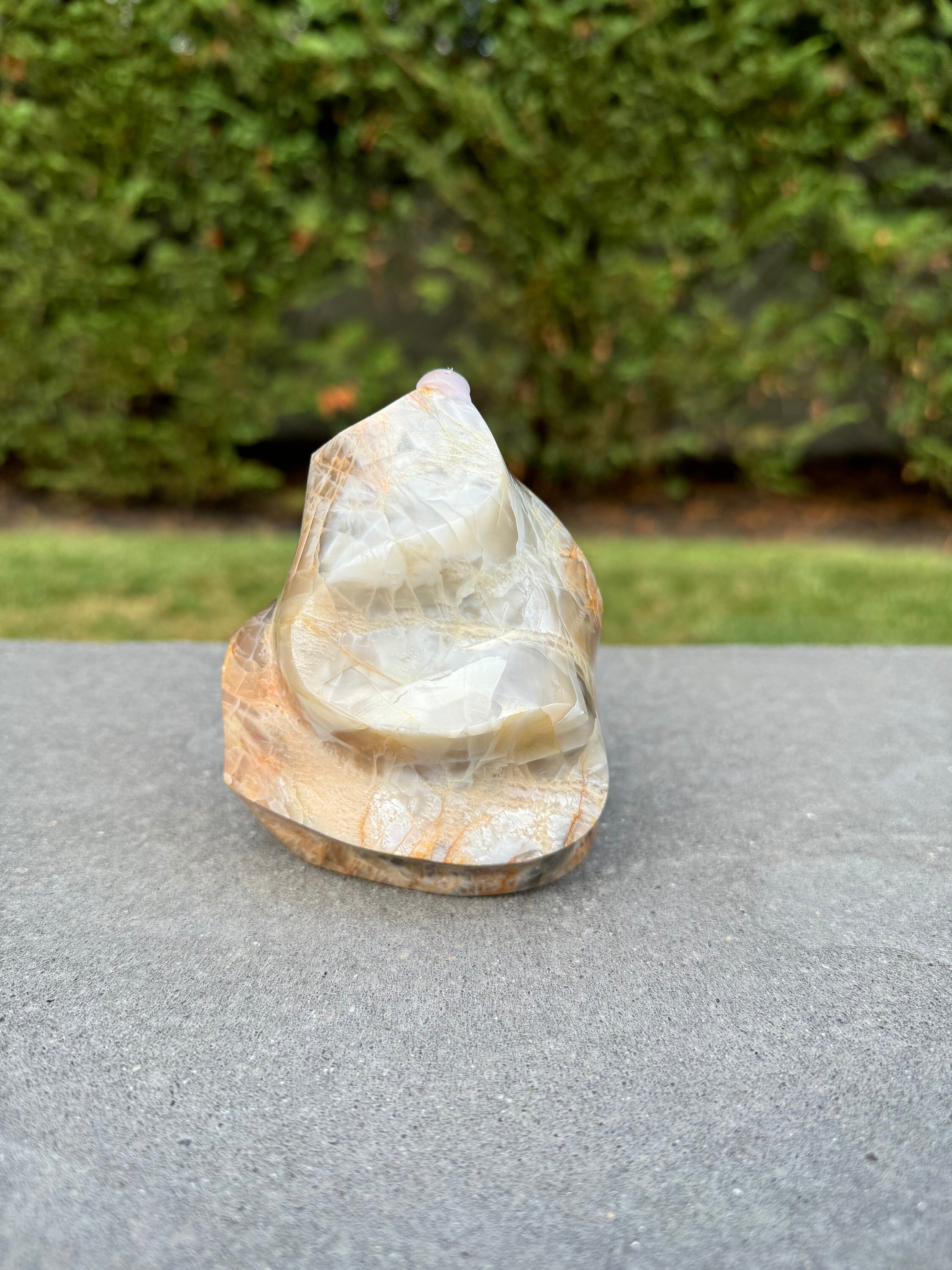 Flashy Peach Moonstone Flame Carving • Polished Crystal • Reiki Healing Stone • Spiritual Decor • Gemstone Sculpture 6