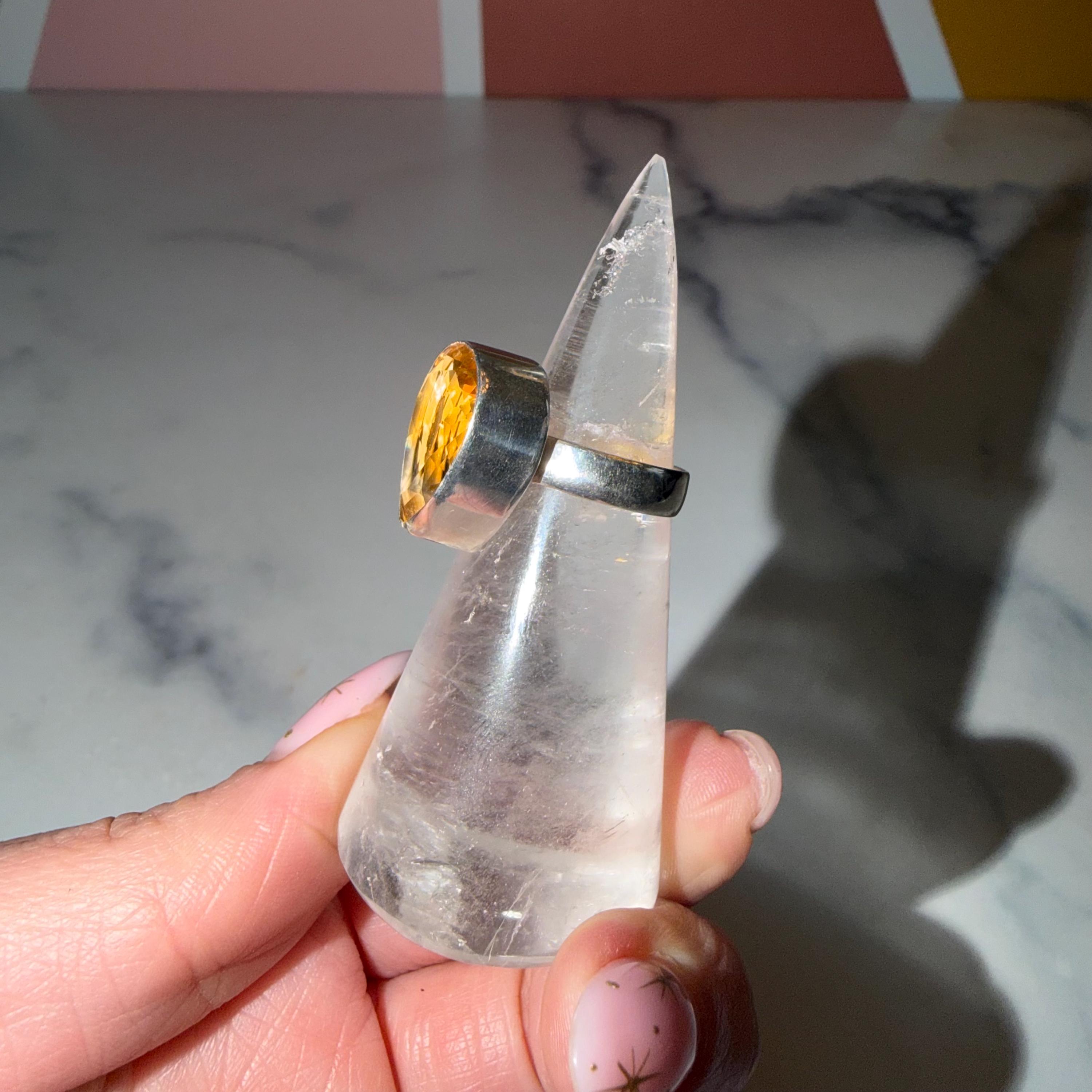 Faceted Citrine Ring • 925 Sterling Silver • Size 6 • Yellow Gemstone Statement Ring • Boho Jewelry 5