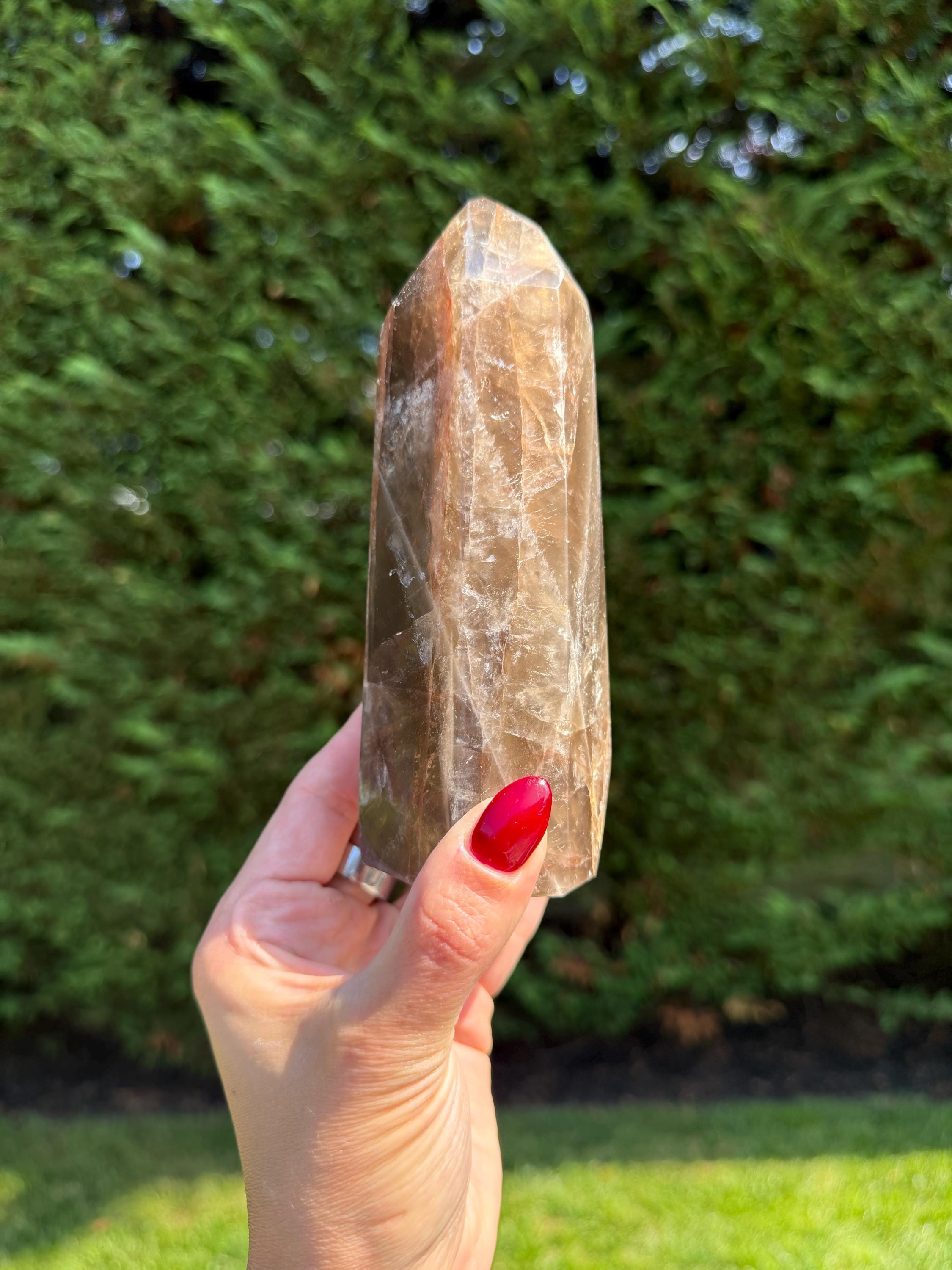 Smoky Quartz & Fire Quartz Crystal Tower from Madagascar: Grounding and Energizing Stone Point 5