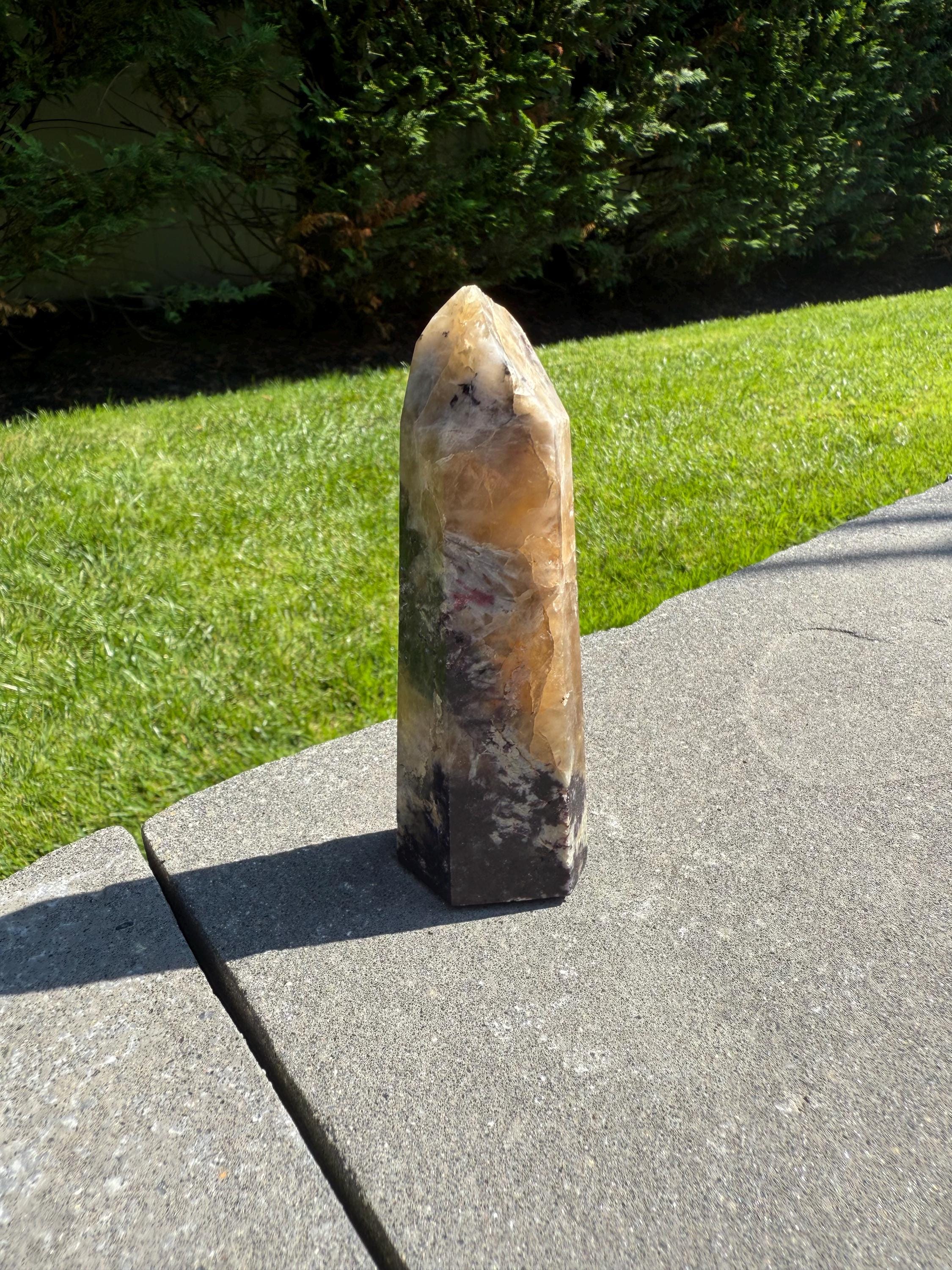 Citrine, Lepidolite & Pink Tourmaline Crystal Tower • Brazil • Rare Gemstone Point • Healing Crystal Decor 8