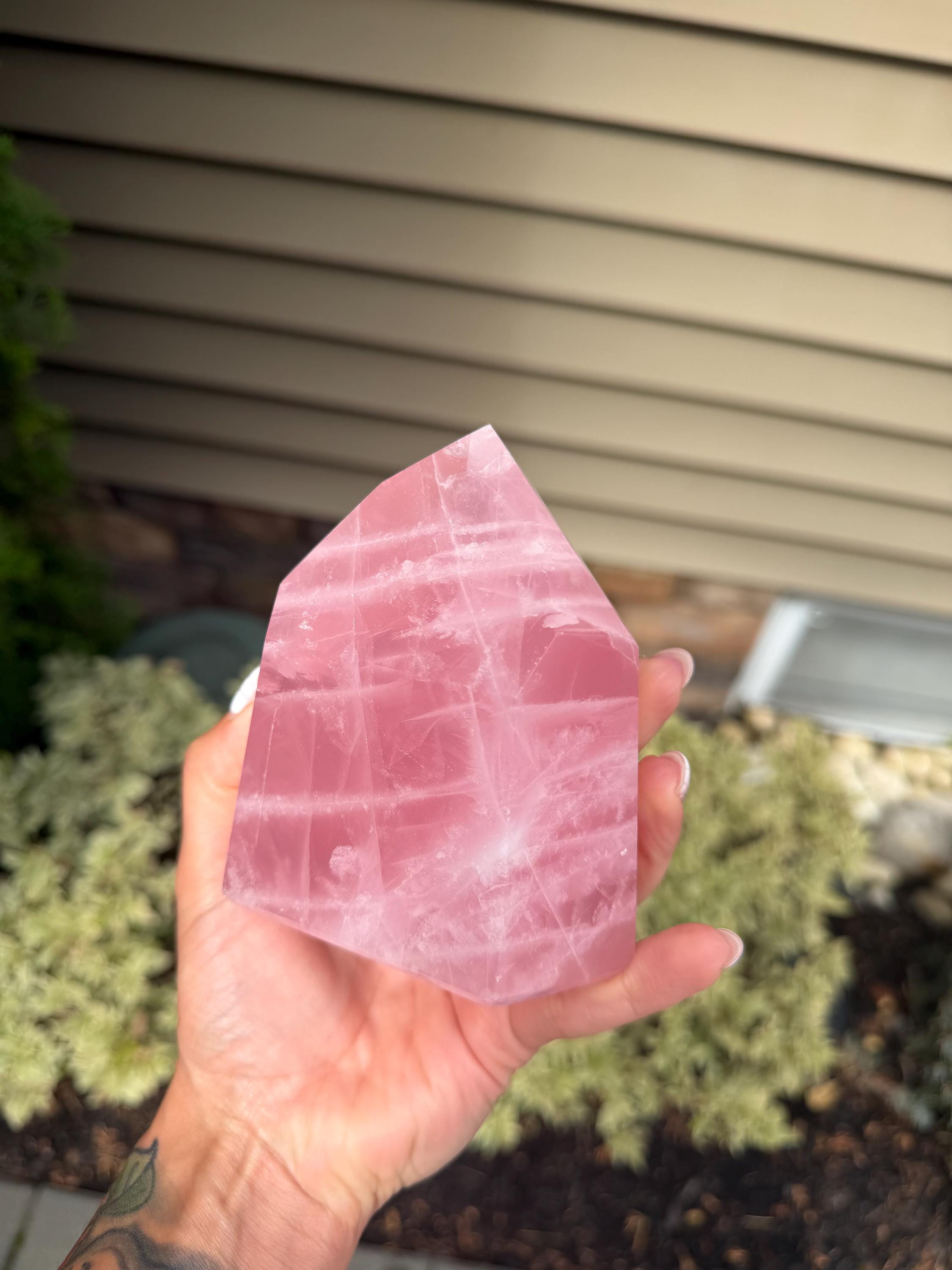 Brazilian Rose Quartz Chunky Point: Polished Pink Crystal Specimen (4"x3.5") 15