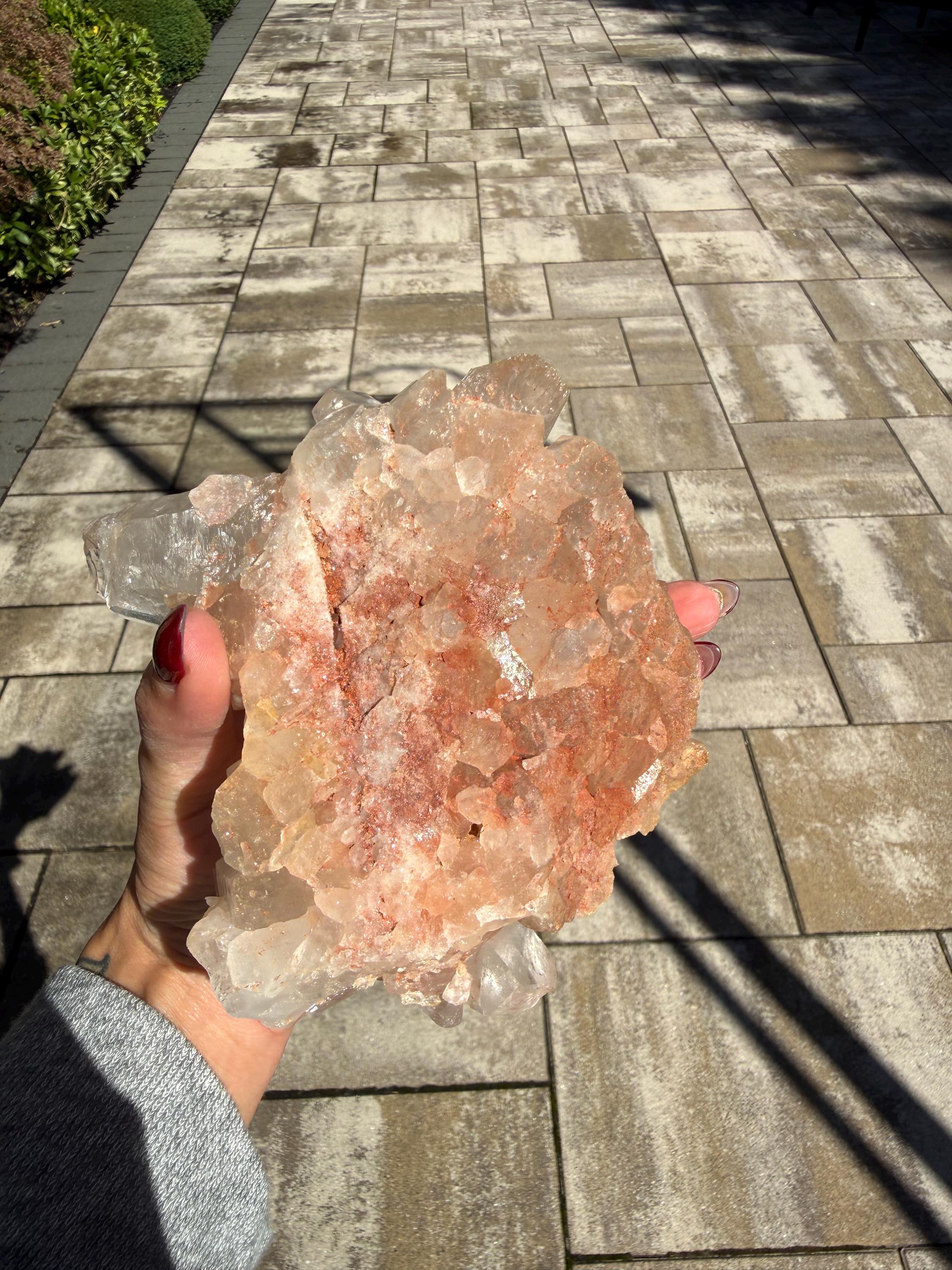 Large Hematite Included Quartz Crystal Cluster: Grounding & Energizing Natural Indian Specimen 2