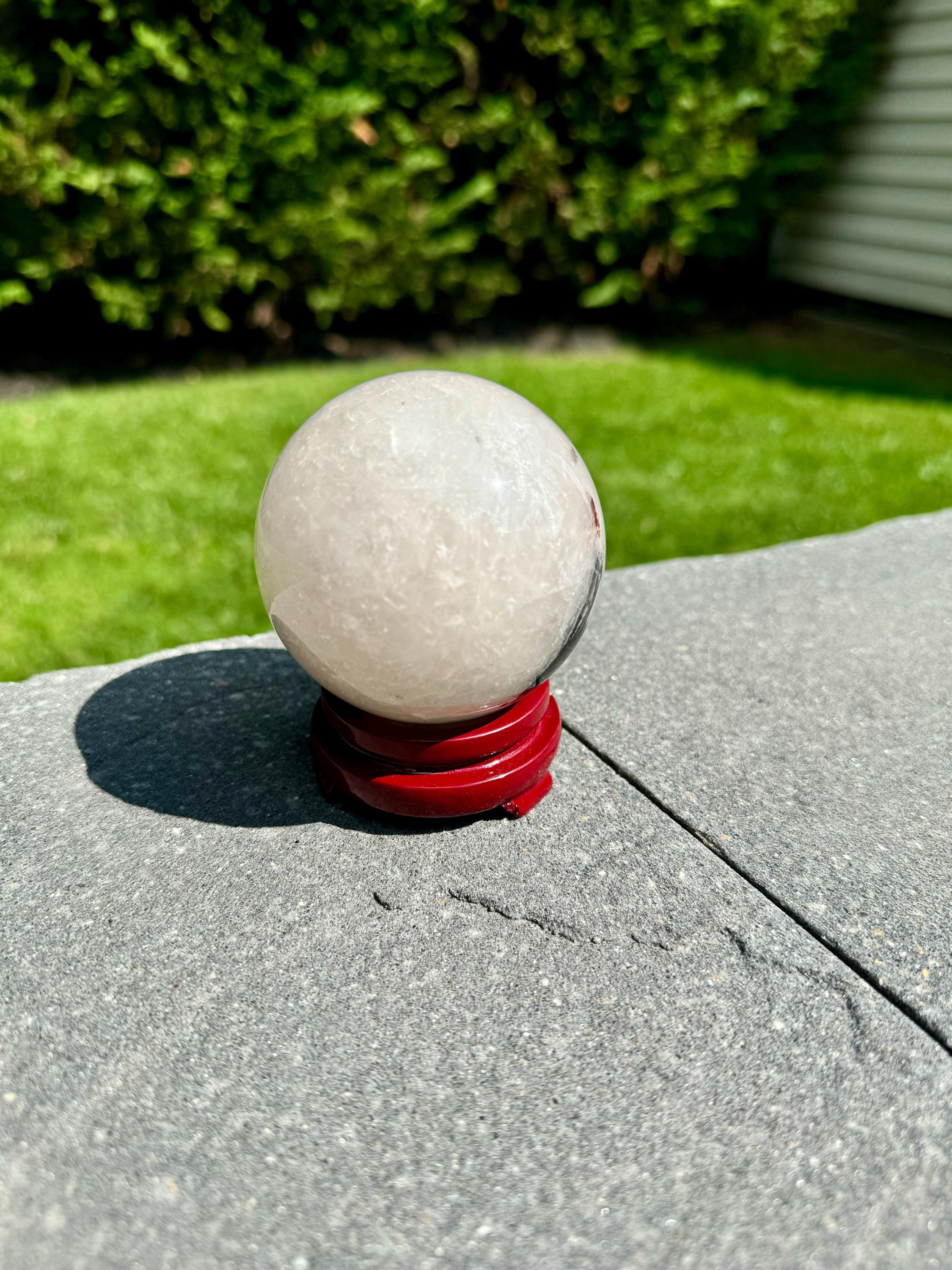 Tourmalated Quartz Crystal Sphere, Black Tourmaline Inclusions, Protection Stone Decor (63mm) 7