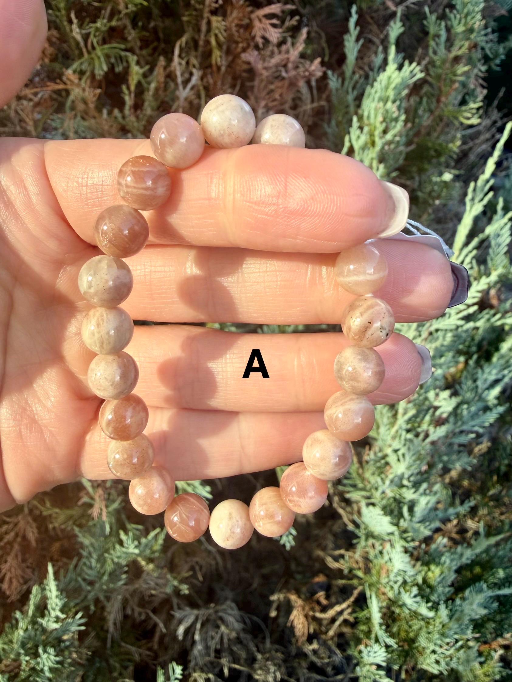 Mixed Peach Moonstone & Sunstone Beaded Bracelets • Crystal Healing Jewelry • Feminine Energy • Multiple Options 9
