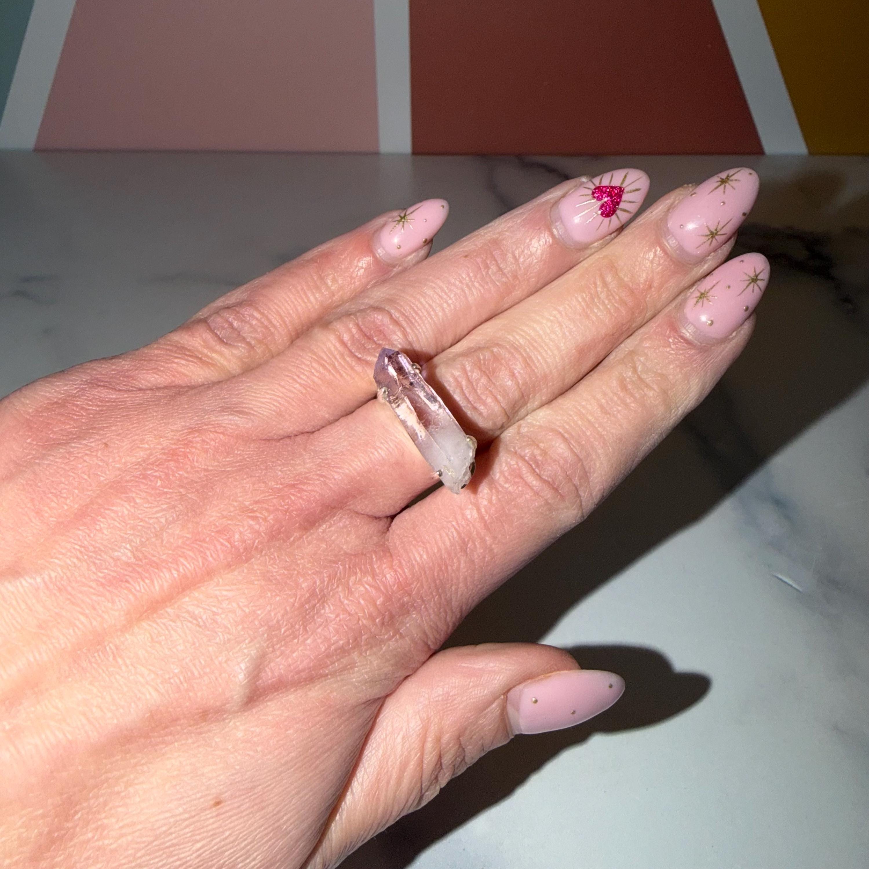 Raw Vera Cruz Amethyst Double Terminated Ring • Sterling Silver Size 7 • Healing Crystal Jewelry 2