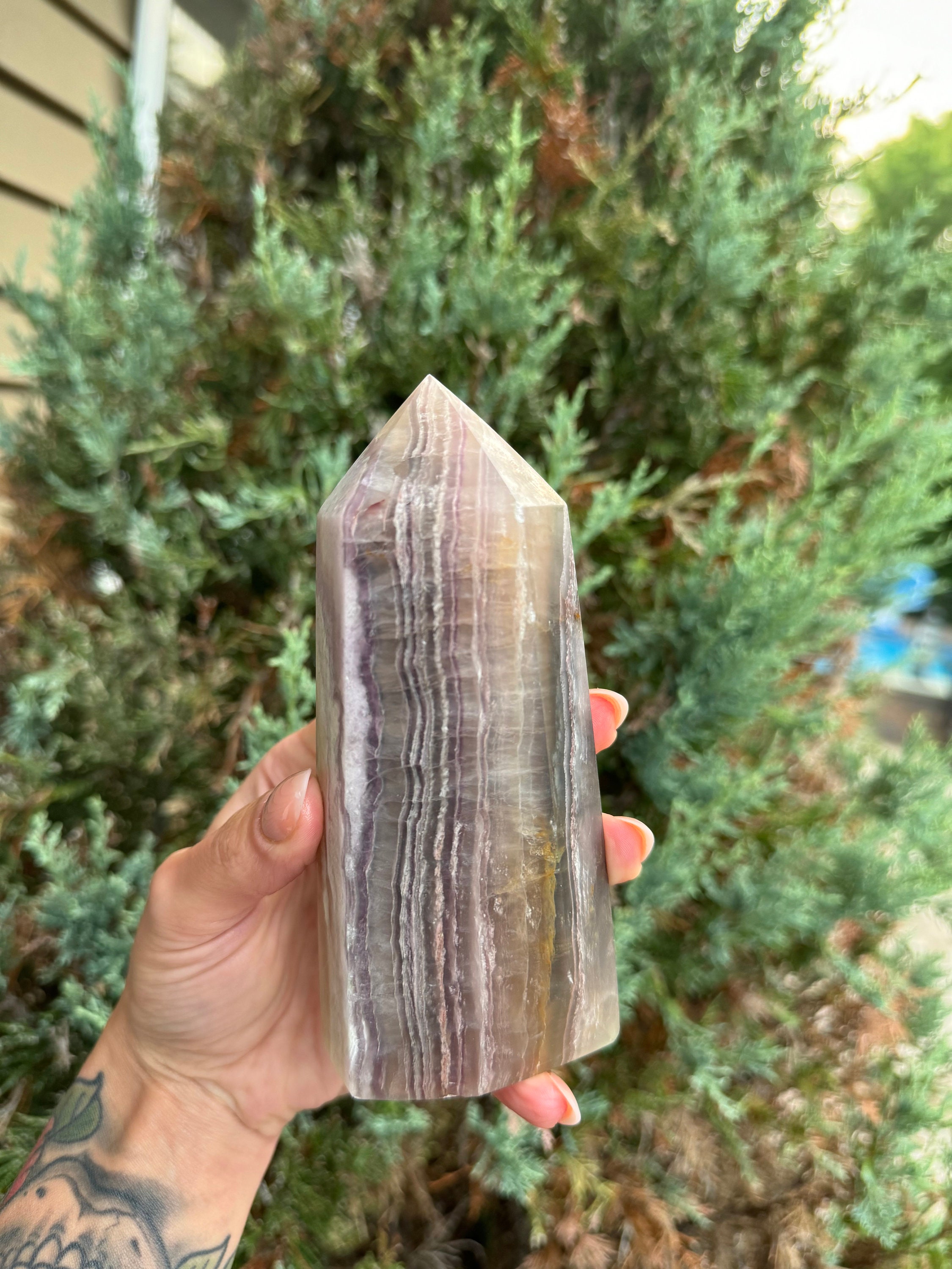 Banded Feather Fluorite Tower • Natural Crystal Decor, Healing Stone, Polished Point 4