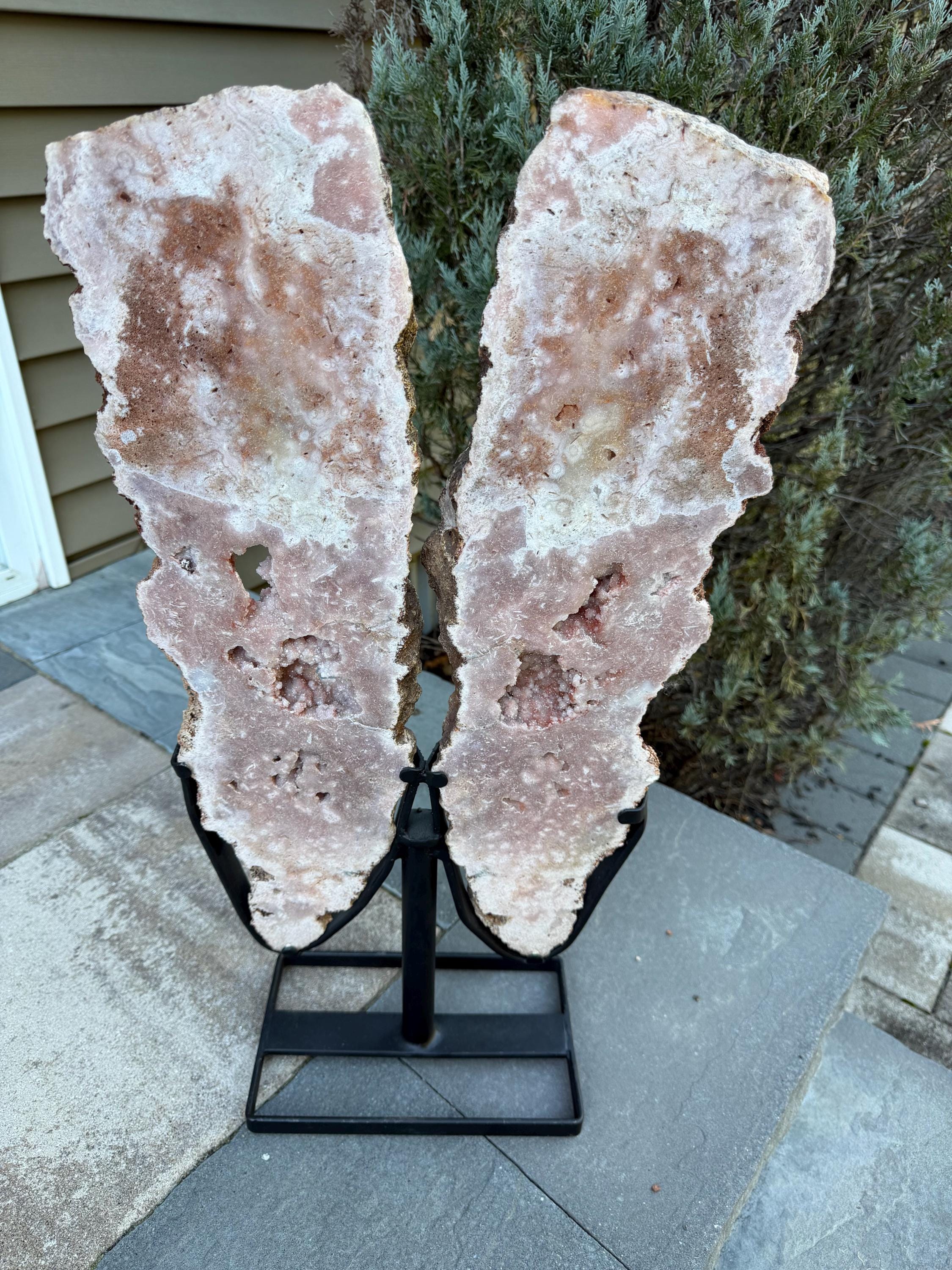 Pink Amethyst Statement Crystal Wings on Custom Stand: Luxury Crystal Décor 6
