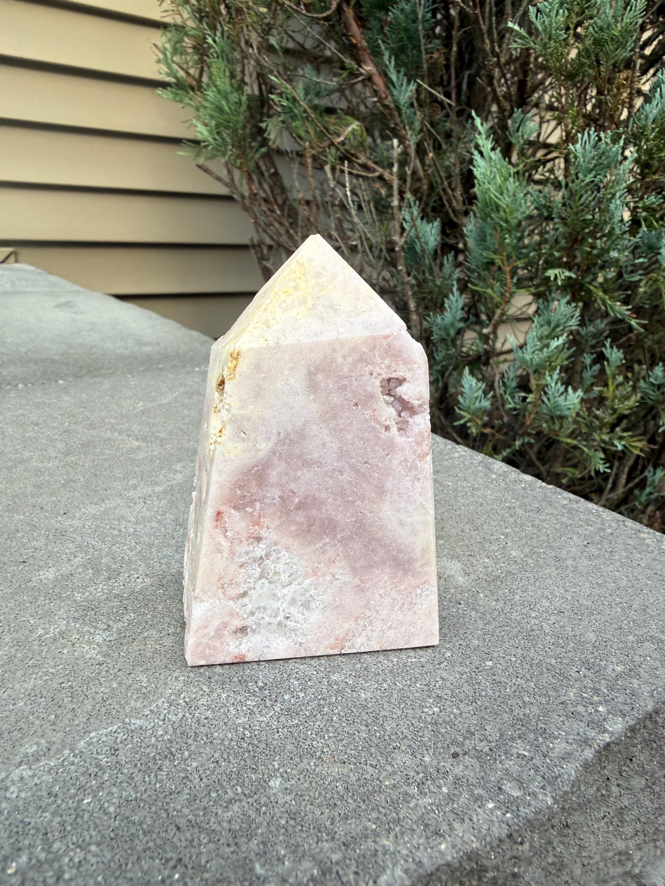 Druzy Pink Amethyst Tower • Sparkling Crystal Point • Calming Healing Stone • Spiritual Decor • Quartz Tower 9