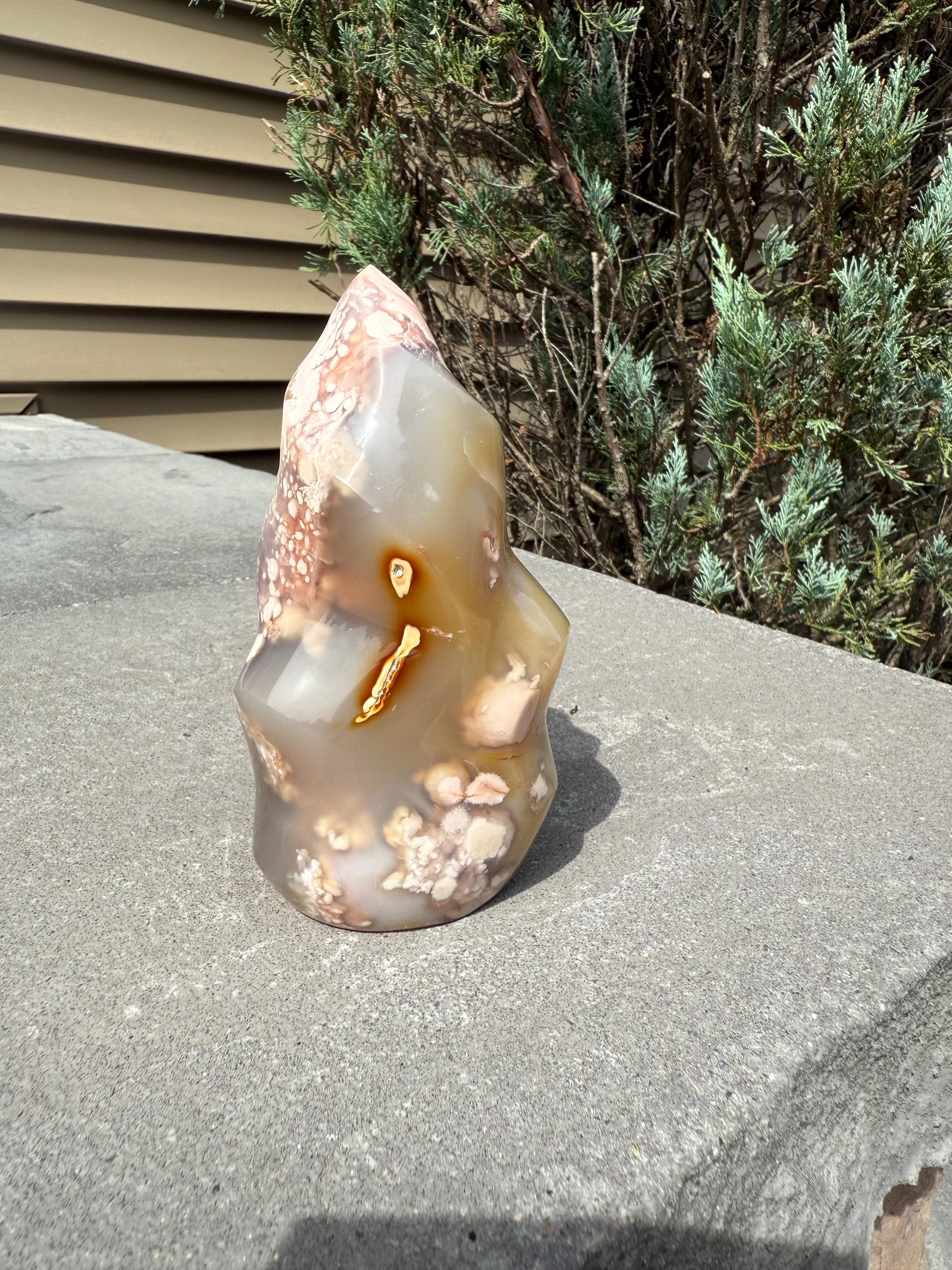 Flower Agate Flame Carving • Crystal Flame • Natural Healing Stone • Freeform Gemstone Sculpture • Spiritual Decor 8