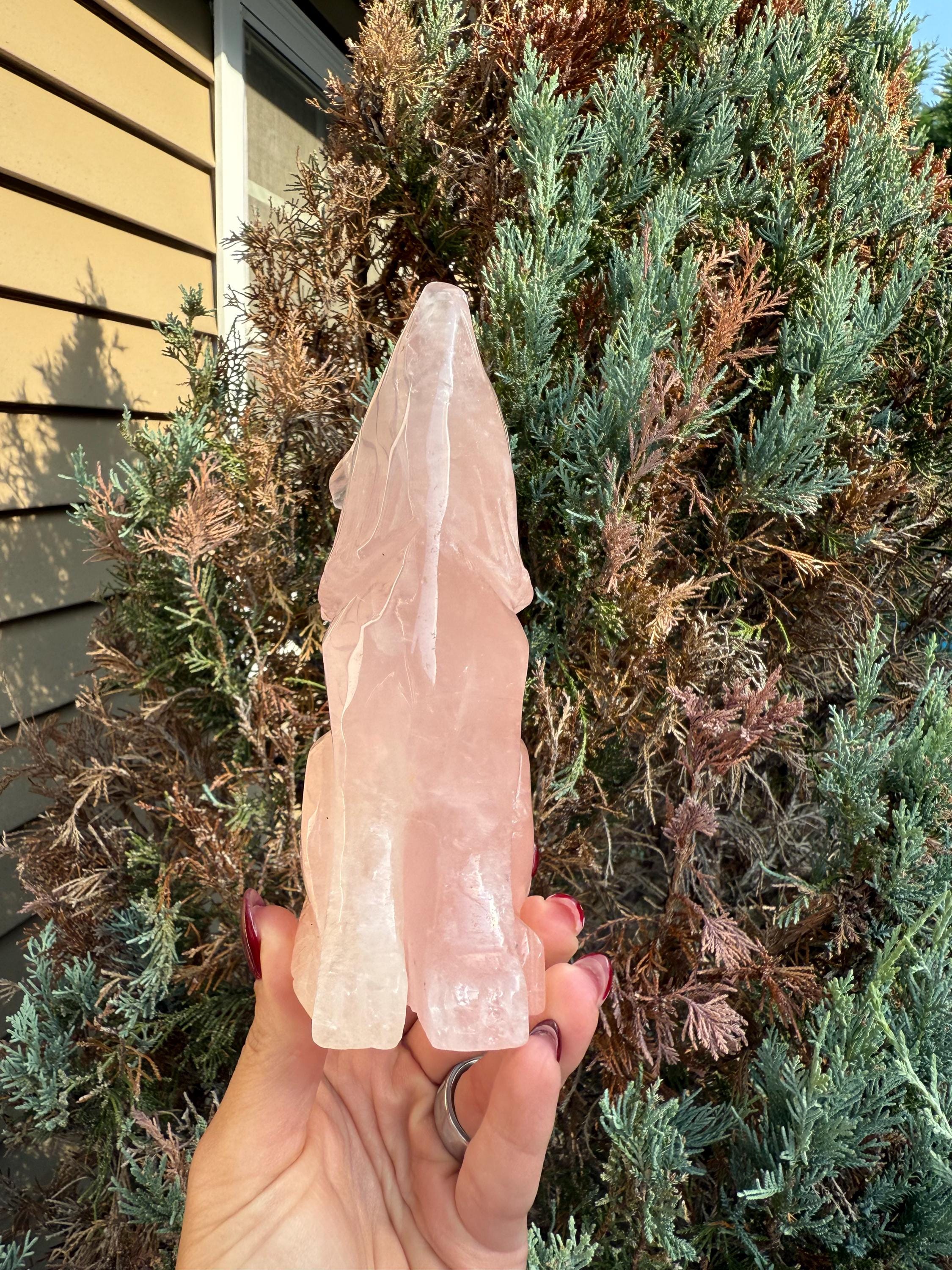 Rose Quartz Wolf Crystal Carving • Hand-Carved Spirit Animal • Gemstone Wolf • Healing Stone • Spiritual Decor 10