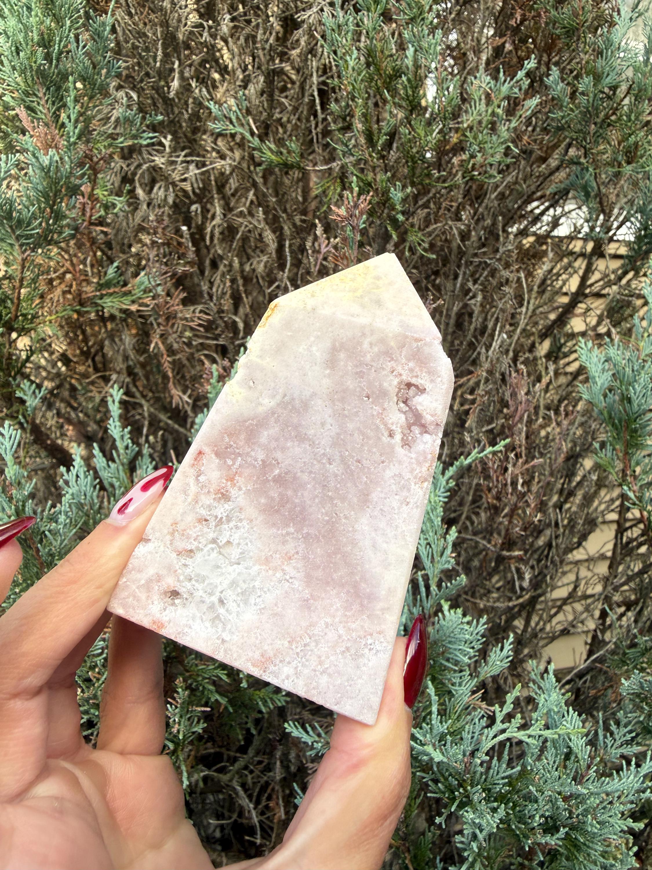 Druzy Pink Amethyst Tower • Sparkling Crystal Point • Calming Healing Stone • Spiritual Decor • Quartz Tower 5
