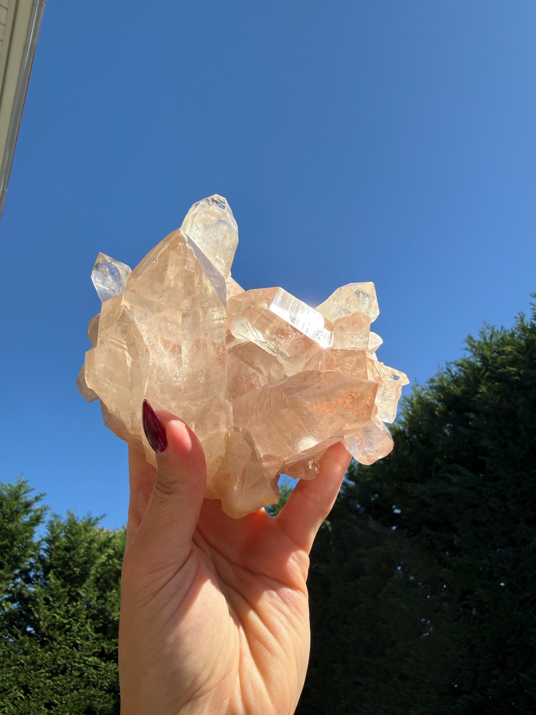 Large Hematite Included Quartz Crystal Cluster: Grounding & Energizing Natural Indian Specimen 12