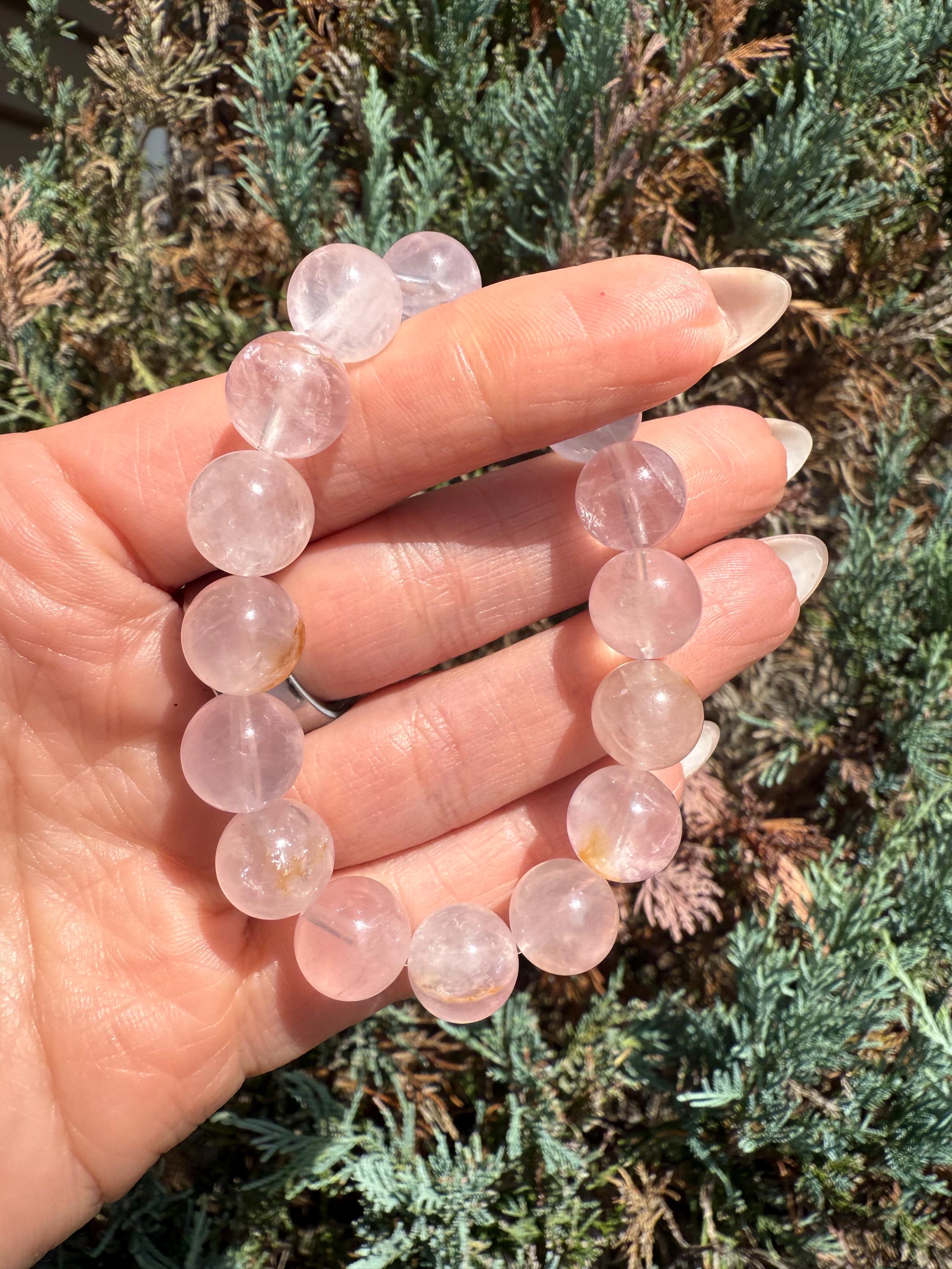 Rose Quartz Golden Healer Inclusions Stretch Bracelet, Love Energy Gemstone Jewelry (11mm) 8