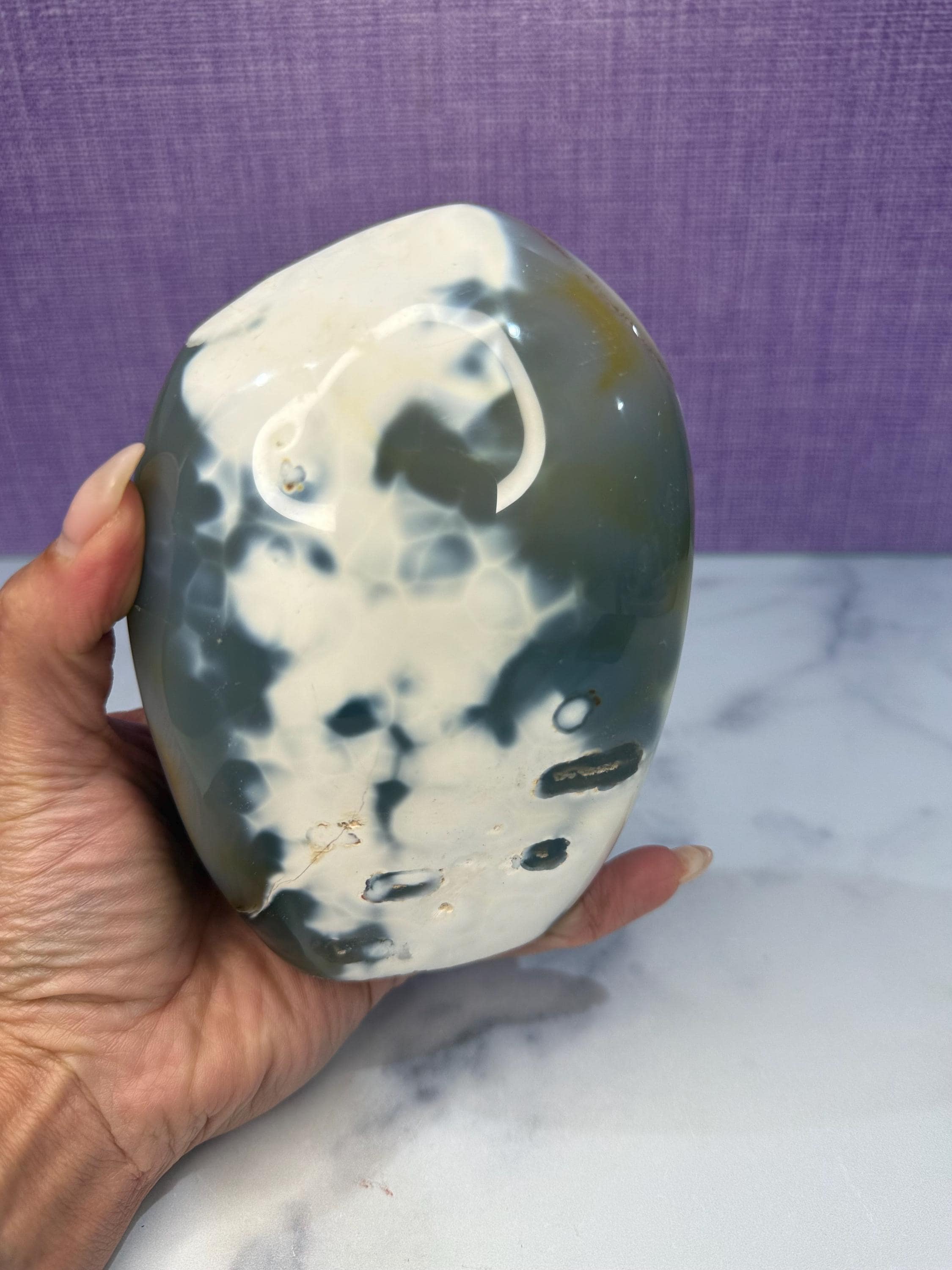 Orca Agate Freeform, Madagascar Dendritic Crystal, Spiritual Healing Stone Decor 5