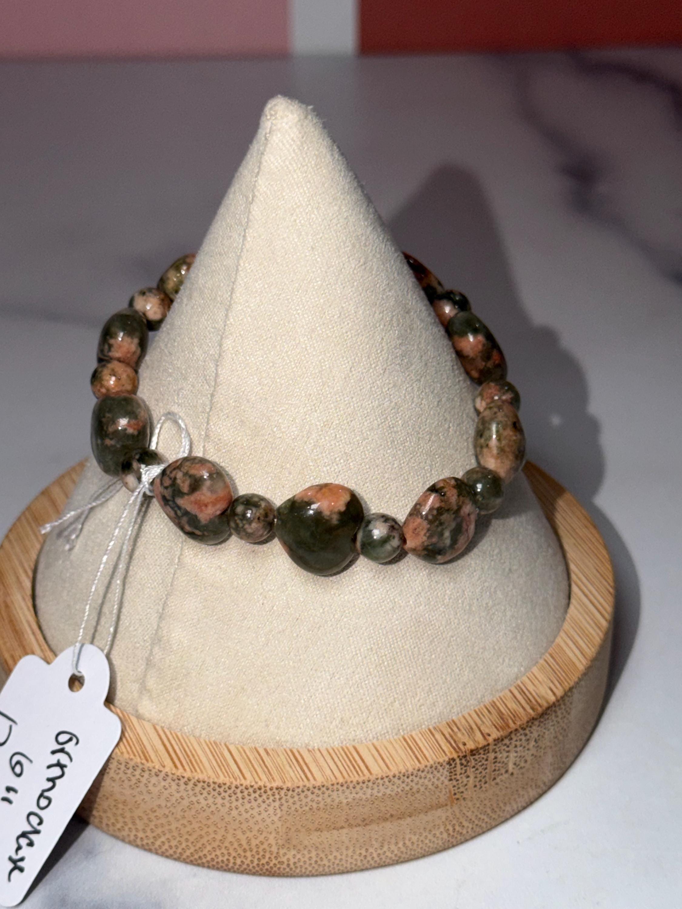 Orthoclase Heart Stretch Beaded Bracelet, Love Calm Emotional Balance Gemstone Jewelry 7