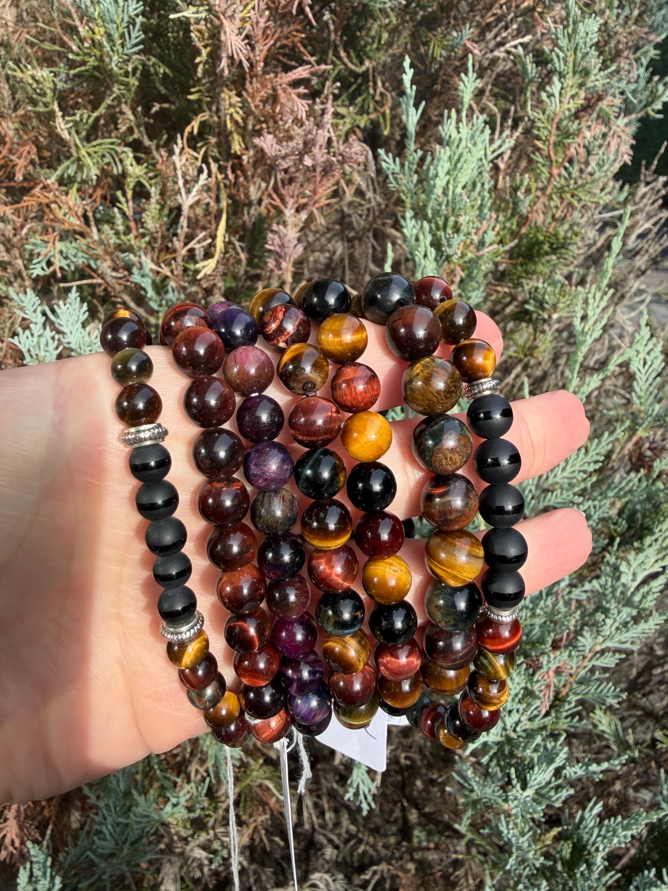 Tiger's Eye Beaded Bracelet • Natural Gemstone Protection Crystal Jewelry