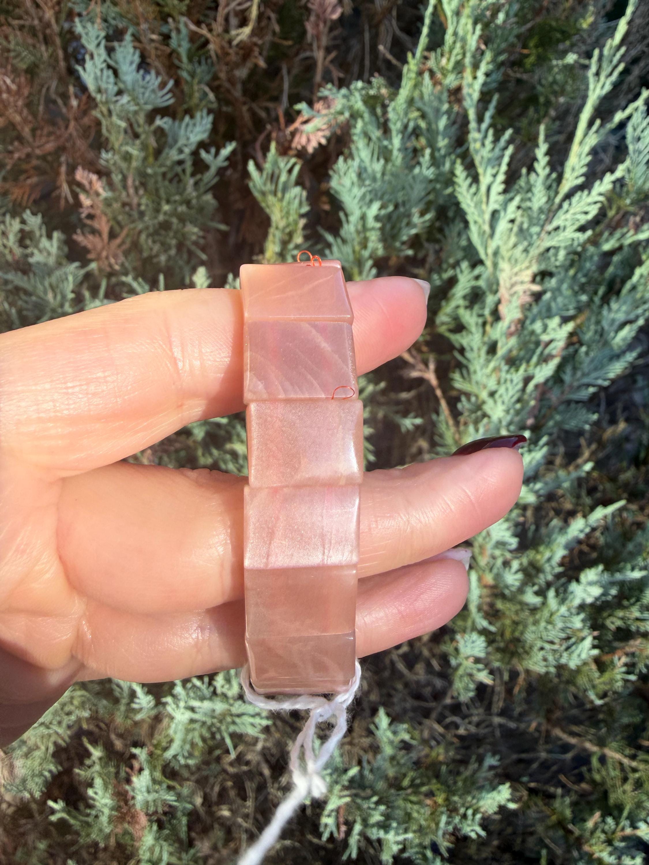 Peach Moonstone Soft Bangle Bracelet • Feminine Energy Crystal • Healing Stone Jewelry • Intuition & Emotional Balance