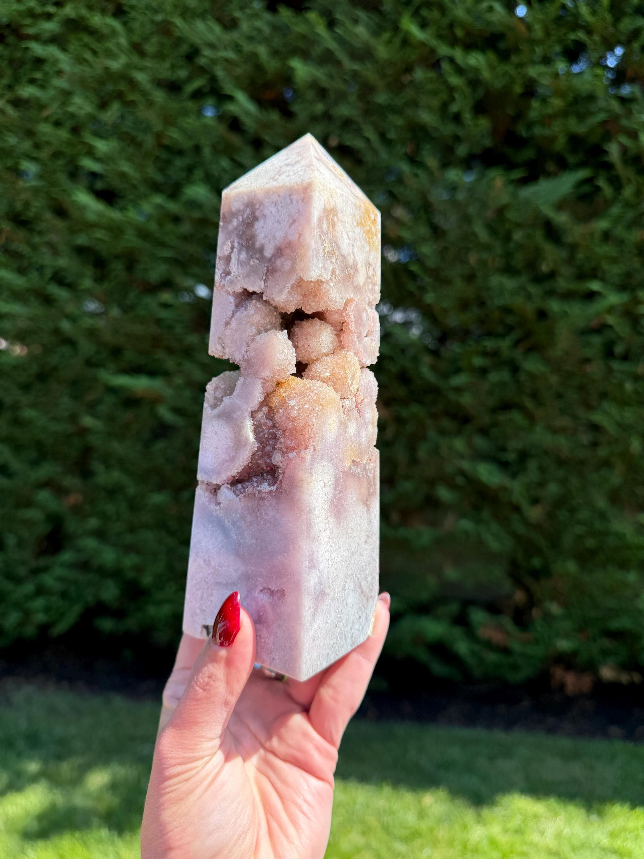 Large Pink Amethyst Druzy Crystal Tower • Polished Point, Healing Stone, Spiritual Decor 2