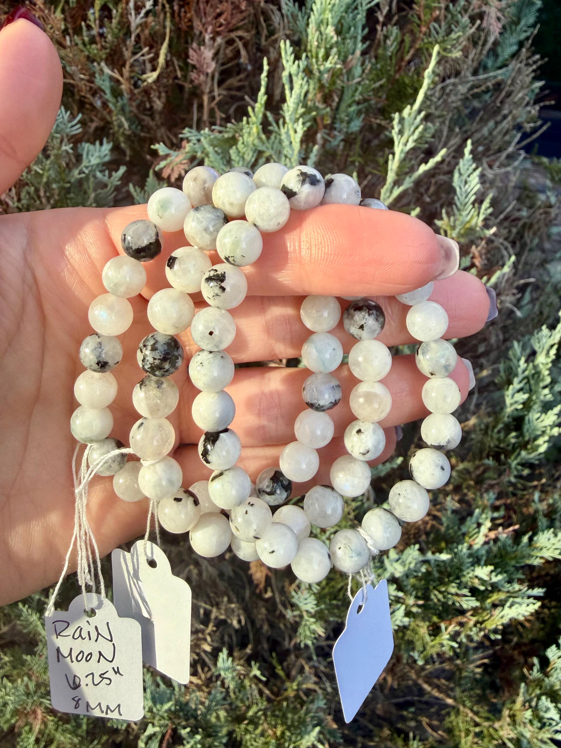 Rainbow Moonstone 8mm Beaded Bracelet • Blue Flash Intuition Stone, Feminine Energy Jewelry 3
