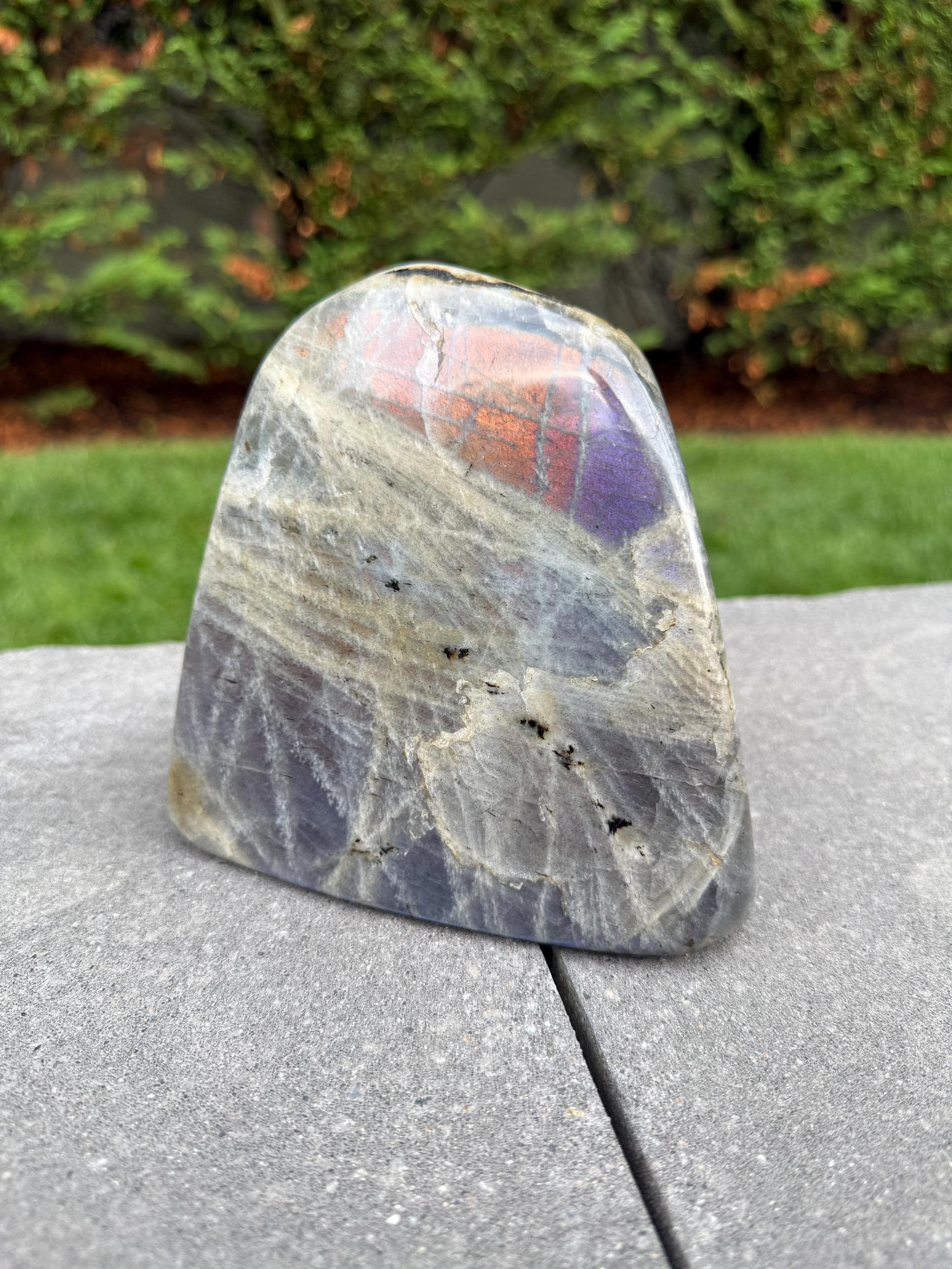 Large Labradorite Freeform Crystal • Polished Sunset Flash, Intuition Stone, Spiritual Decor