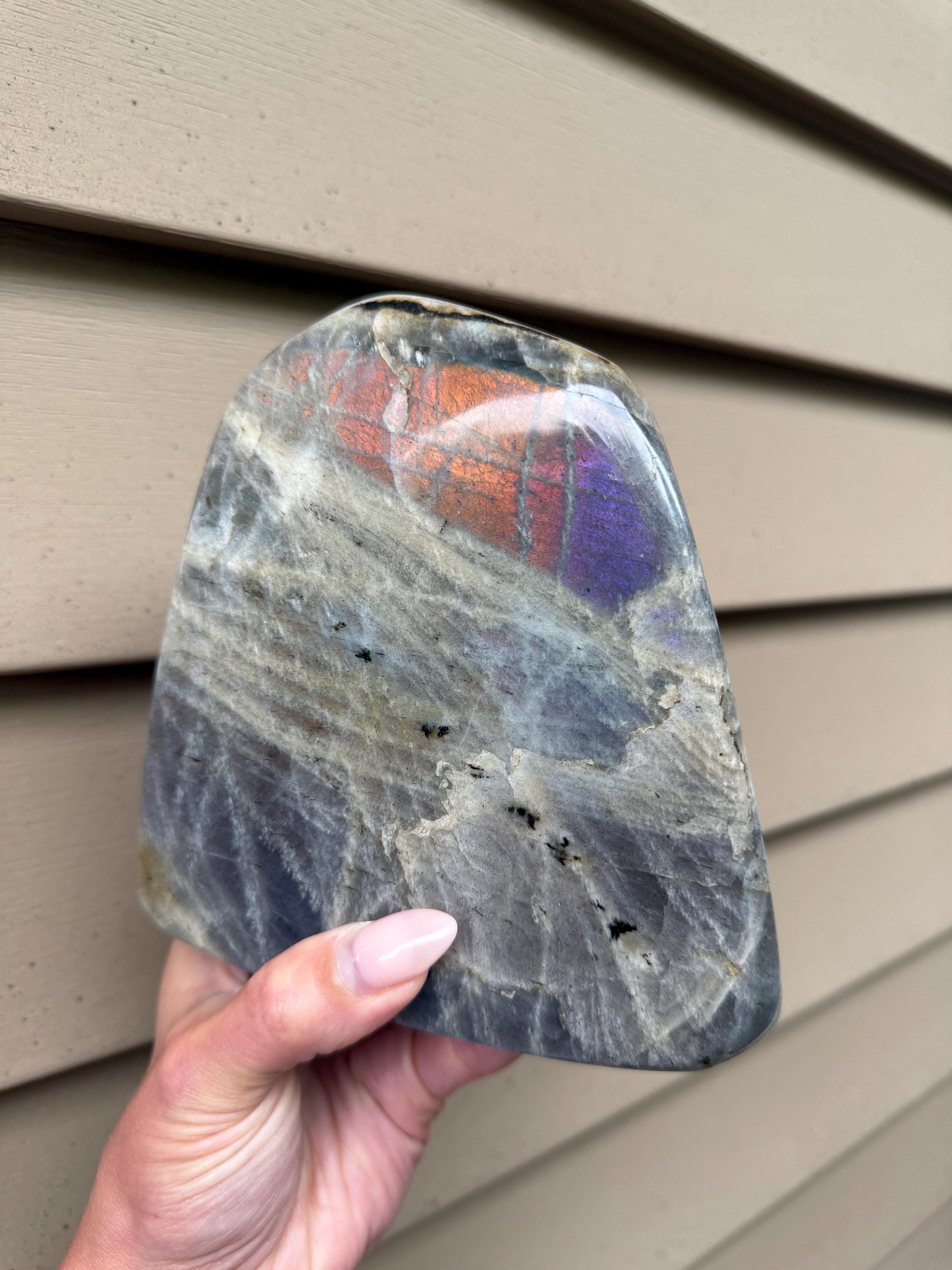 Large Labradorite Freeform Crystal • Polished Sunset Flash, Intuition Stone, Spiritual Decor 2
