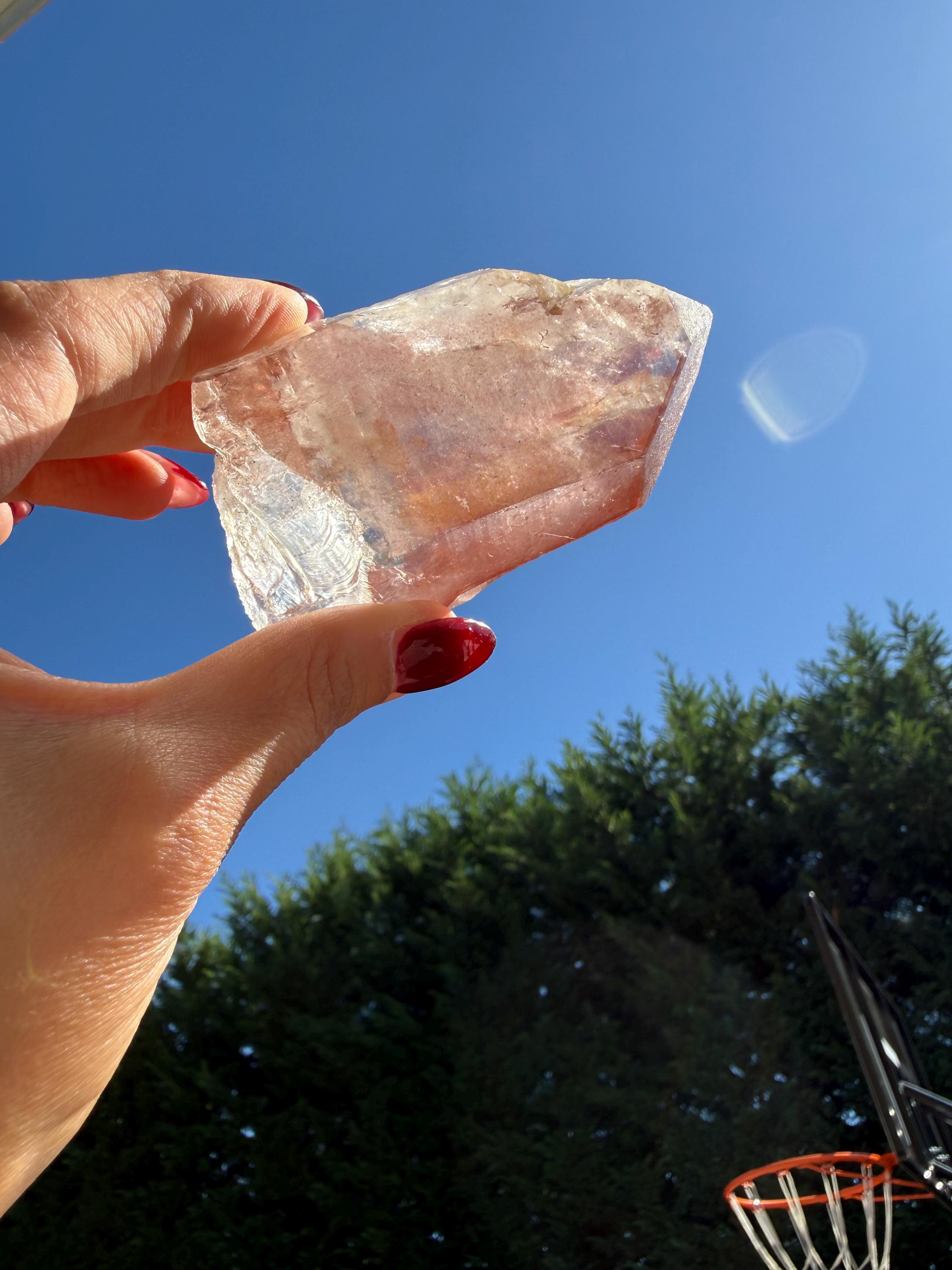 Pink Lithium Quartz Crystal Point on Stand • High Vibration Healing Stone • Spiritual Decor 7