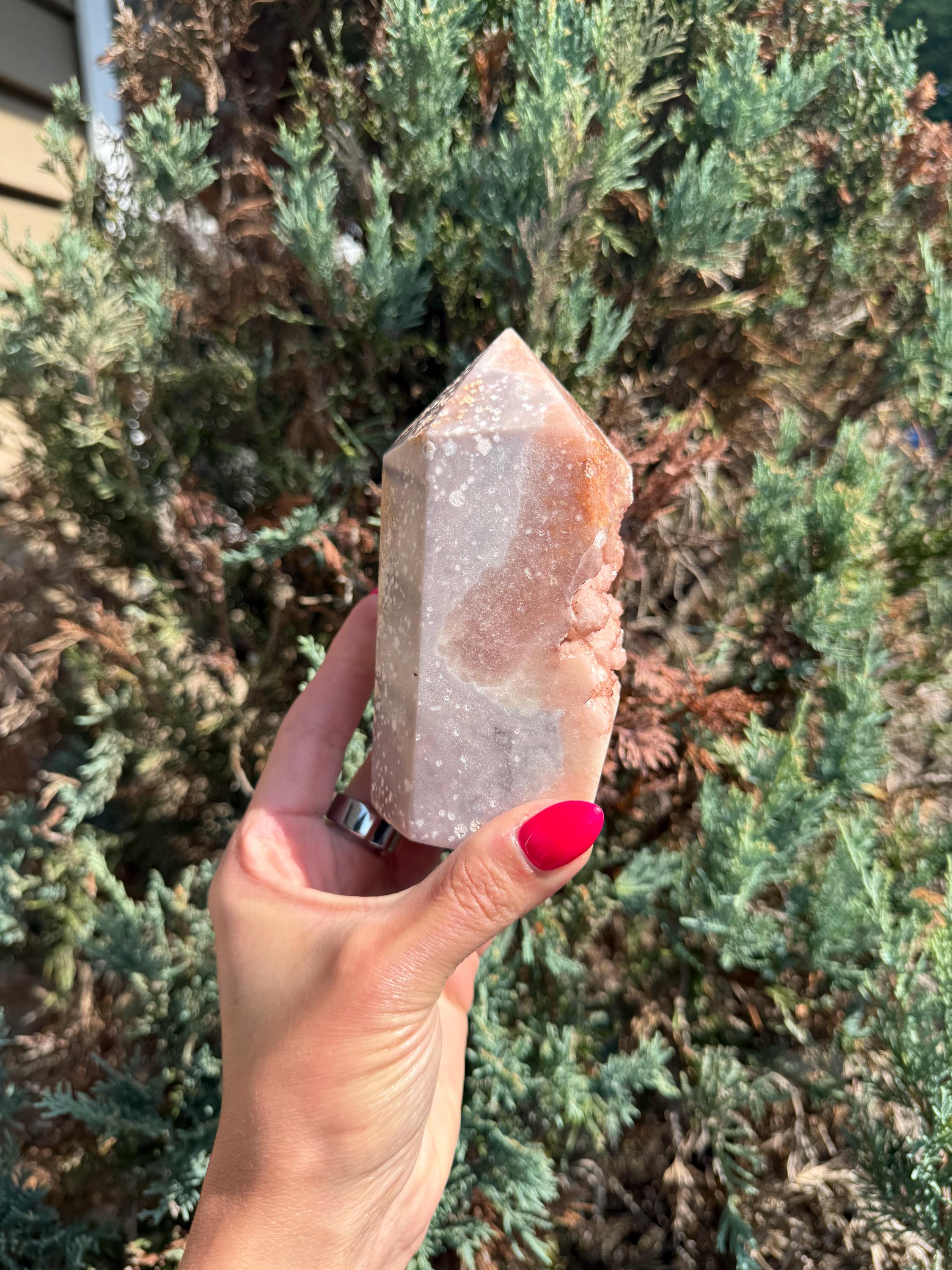 Pink Amethyst Druzy Tower • Sparkly Crystal Point • Healing Stone • Spiritual Decor • Quartz Tower 10