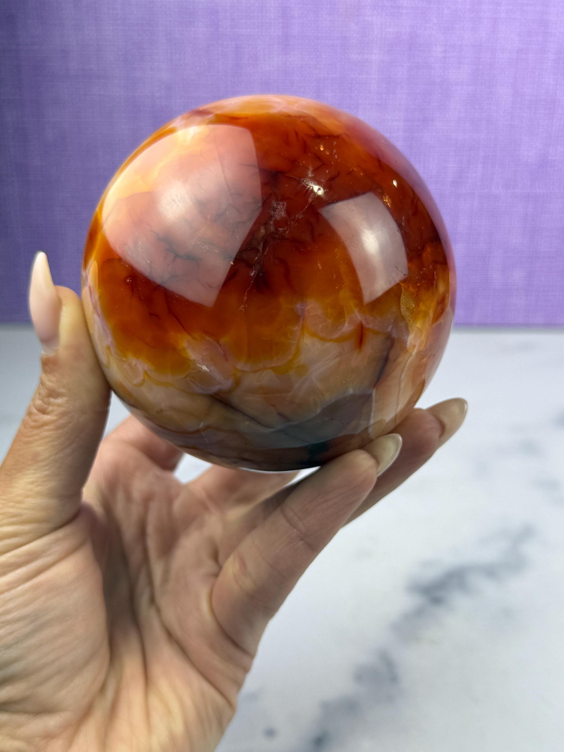 Druzy Carnelian Crystal Sphere: Natural Sparkle • Statement Sphere • Grounding Energy 4