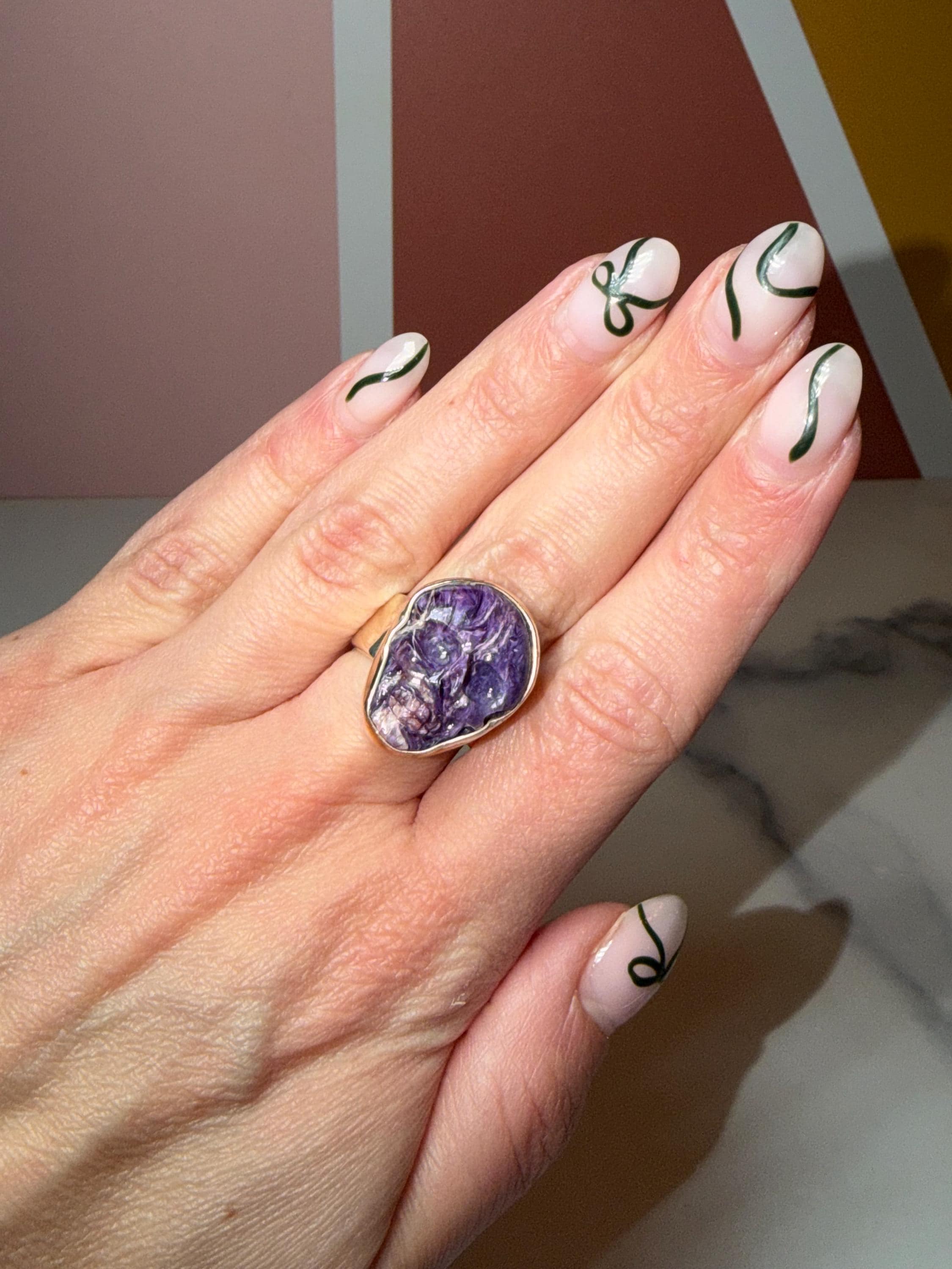 Kammererite Skull Ring • 925 Sterling Silver • Gothic Crystal Jewelry • Size 7 2