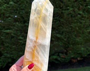 XL Golden Healer Girasol Quartz Tower • Polished Crystal Point from Brazil