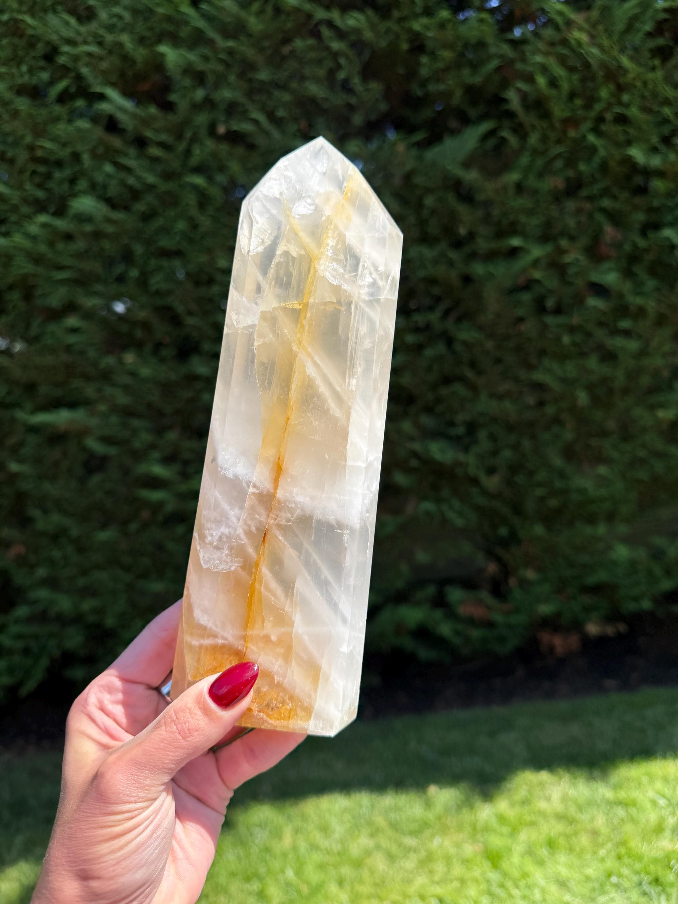 XL Golden Healer Girasol Quartz Tower • Polished Crystal Point from Brazil