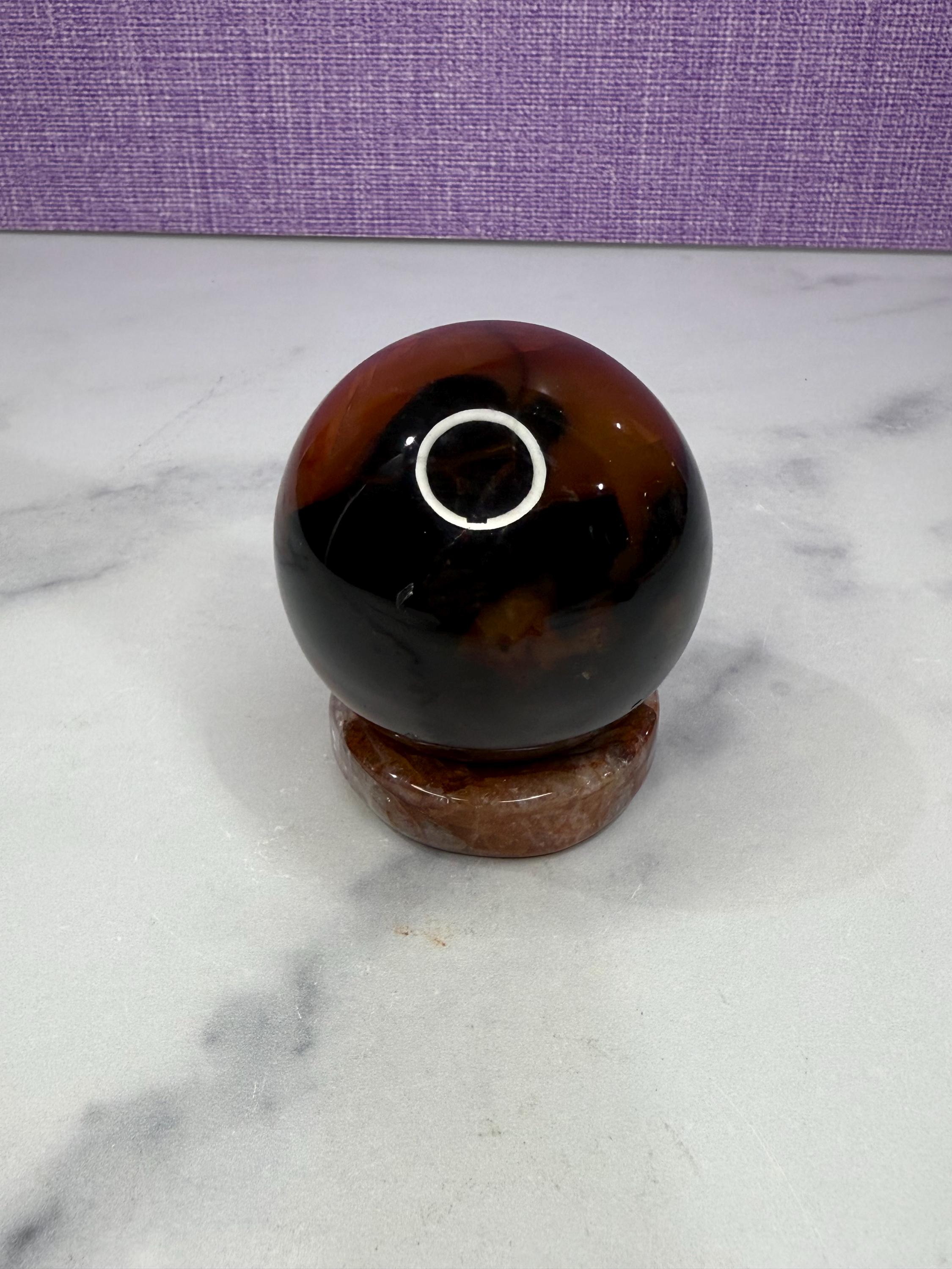 Dark Carnelian Agate Sphere • Druzy Crystal Orb, Madagascar Gemstone (61mm) 10