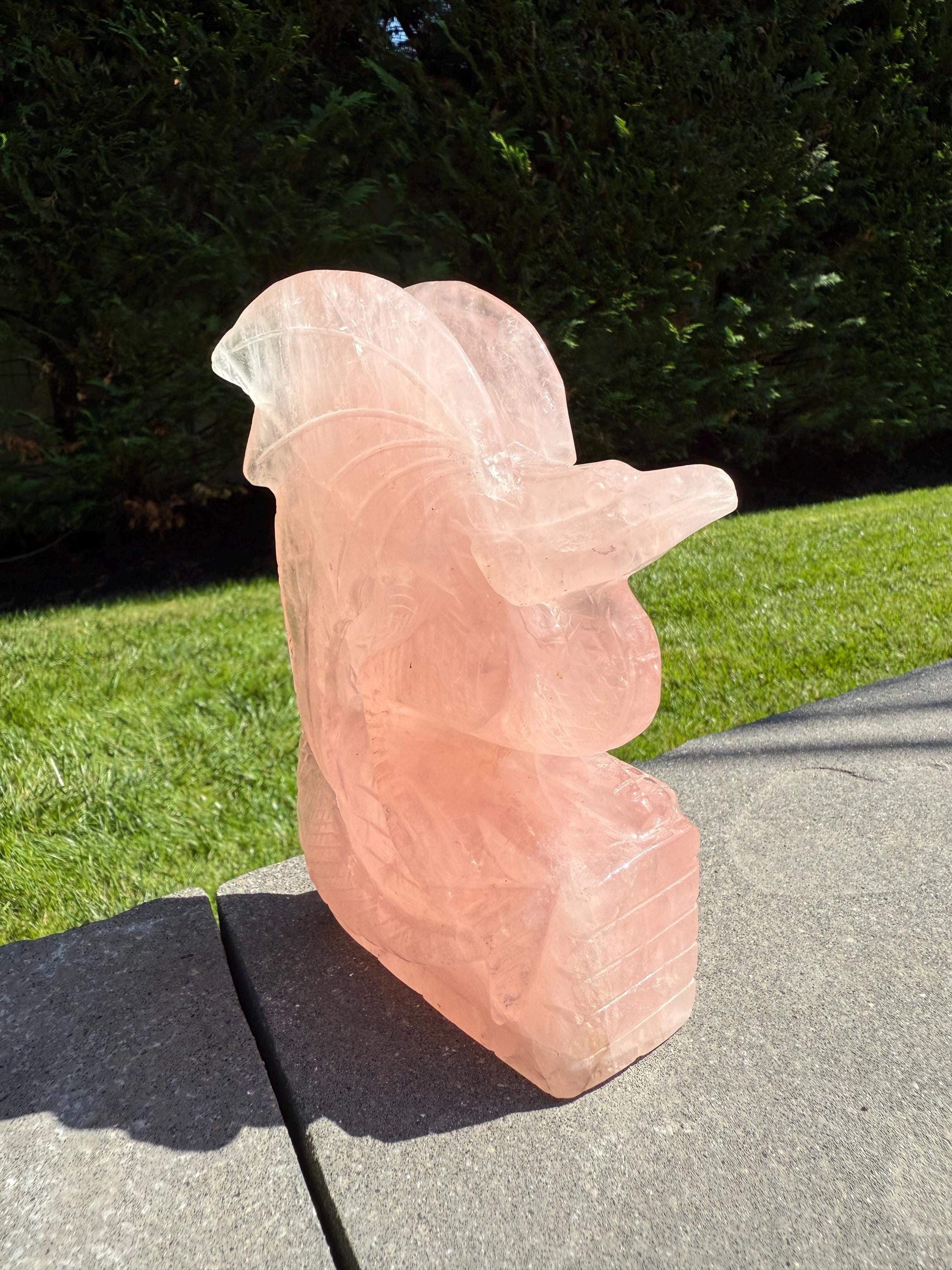 Large Rose Quartz Dragon Carving • Hand-Carved Crystal Guardian Sculpture 8