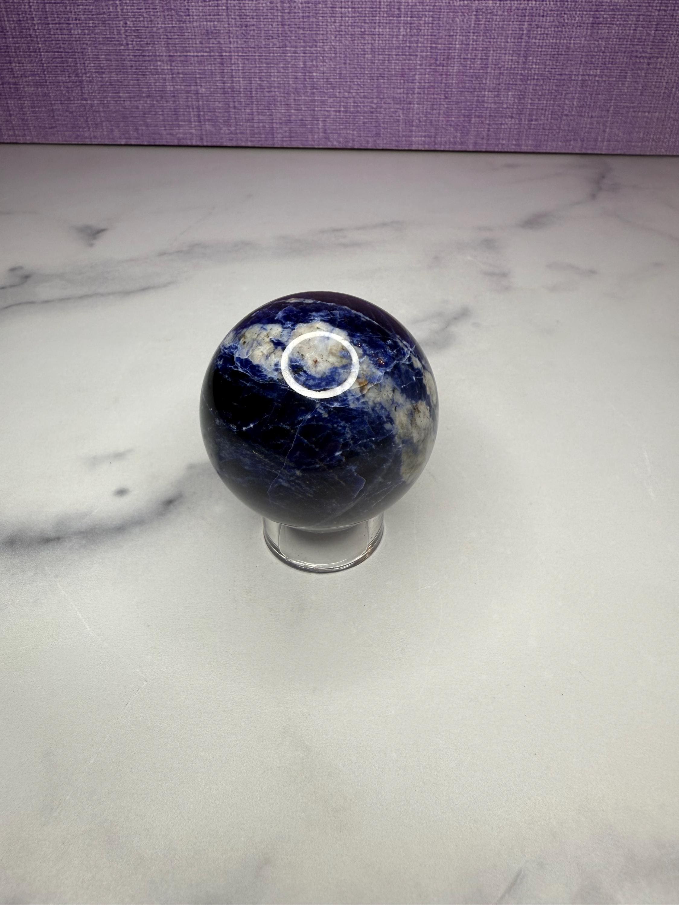 Polished Sodalite Crystal Sphere • Blue White Gemstone Orb, Spiritual Decor 6