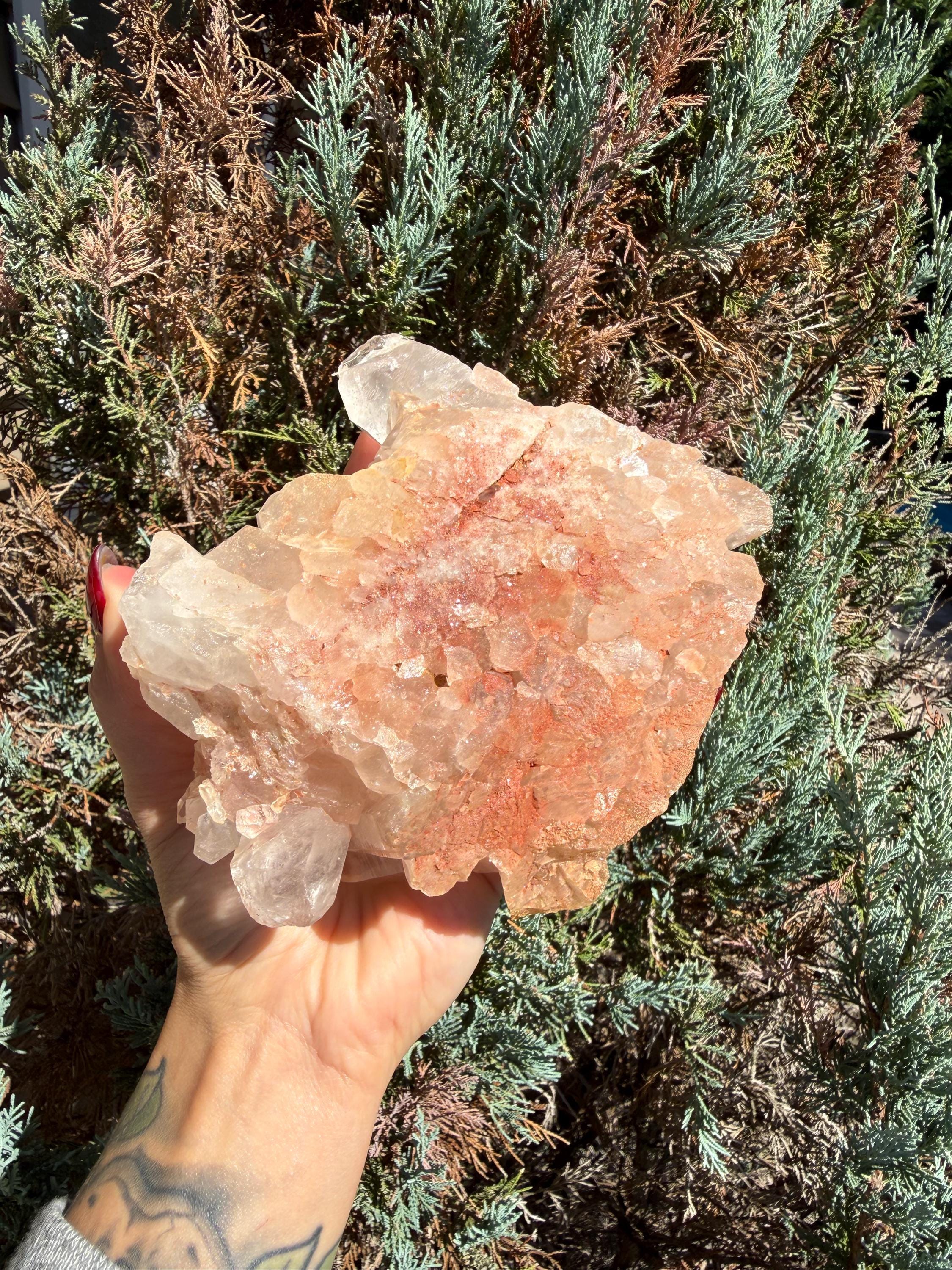 Large Hematite Included Quartz Crystal Cluster: Grounding & Energizing Natural Indian Specimen 6