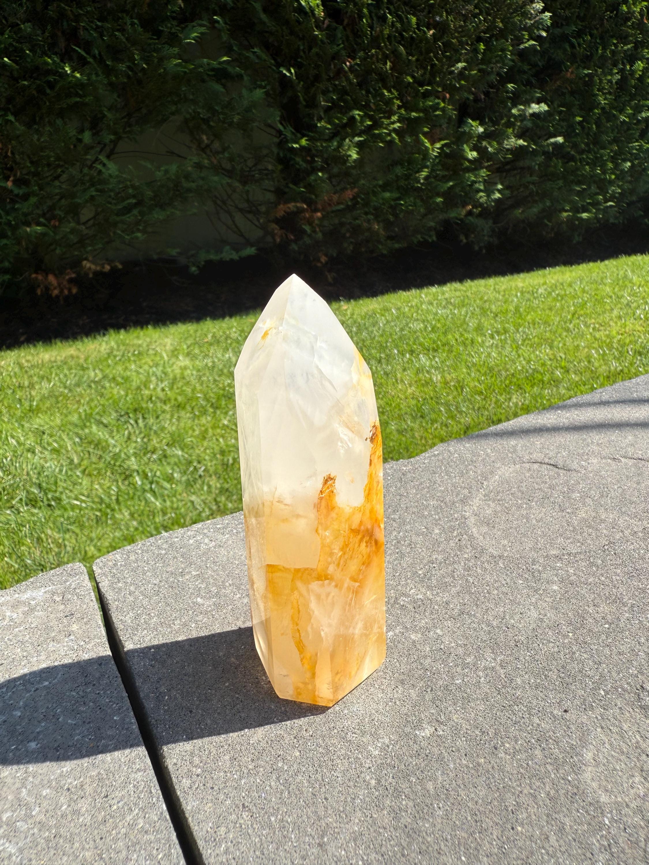 Golden Healer & Girasol Quartz Crystal Tower • Brazil • Polished Crystal Point • Healing Stone • Mineral Specimen 8