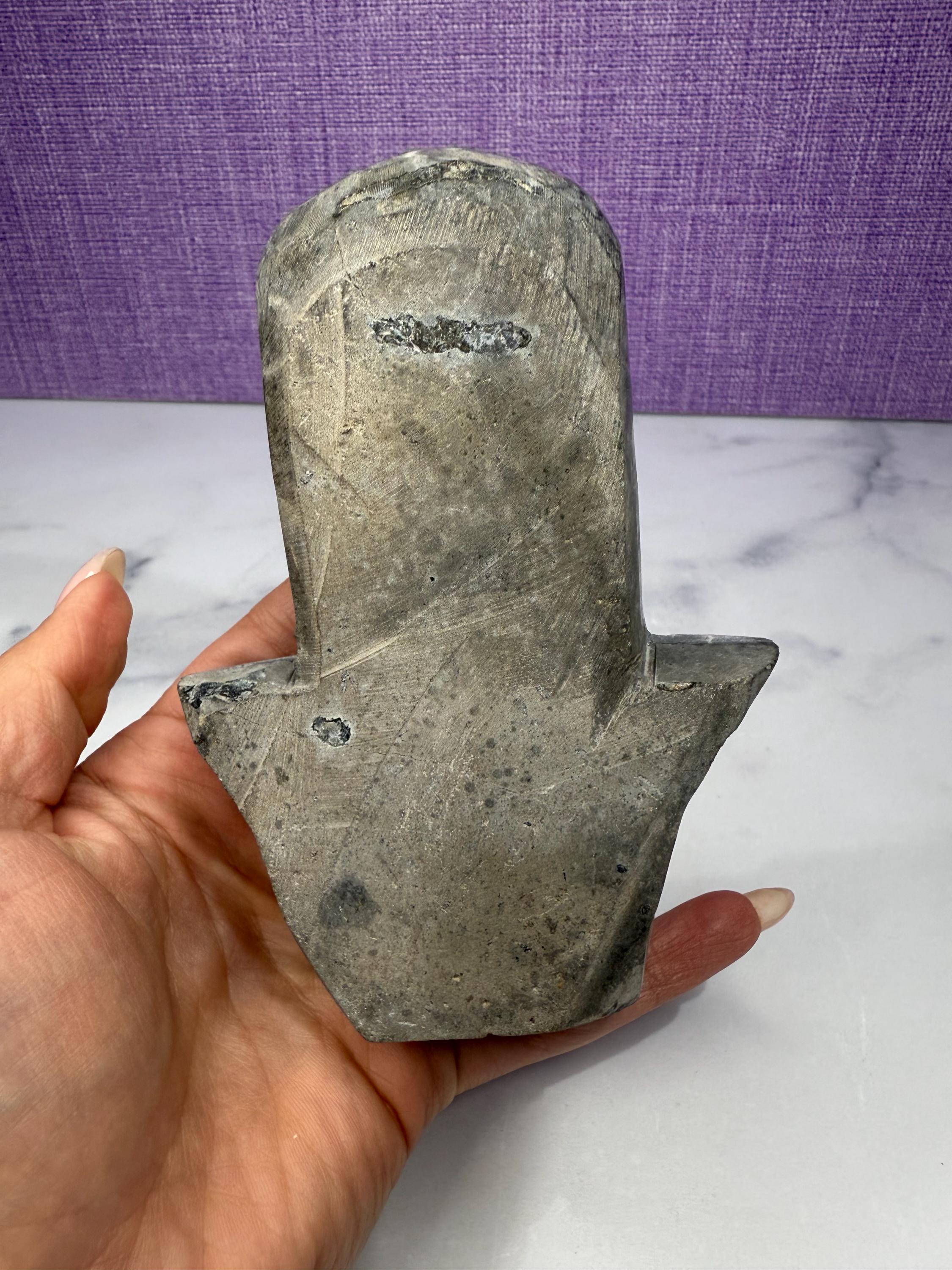 Large Amethyst Druzy Hamsa Hand Carving • Spiritual Protection, Peace Decor 4