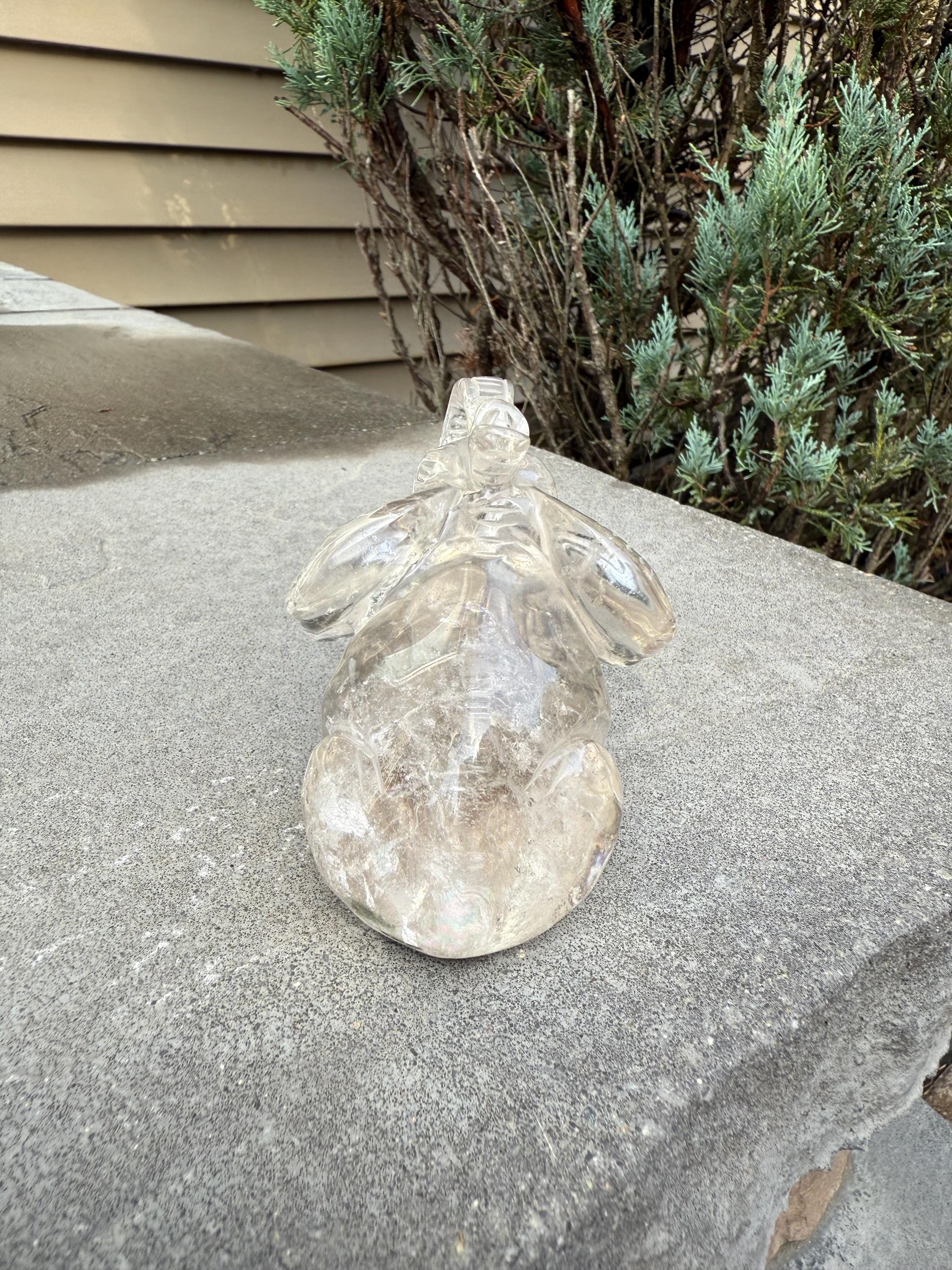 Garden Quartz Elephant Crystal Carving • Hand Carved Lodolite Animal Figurine 8