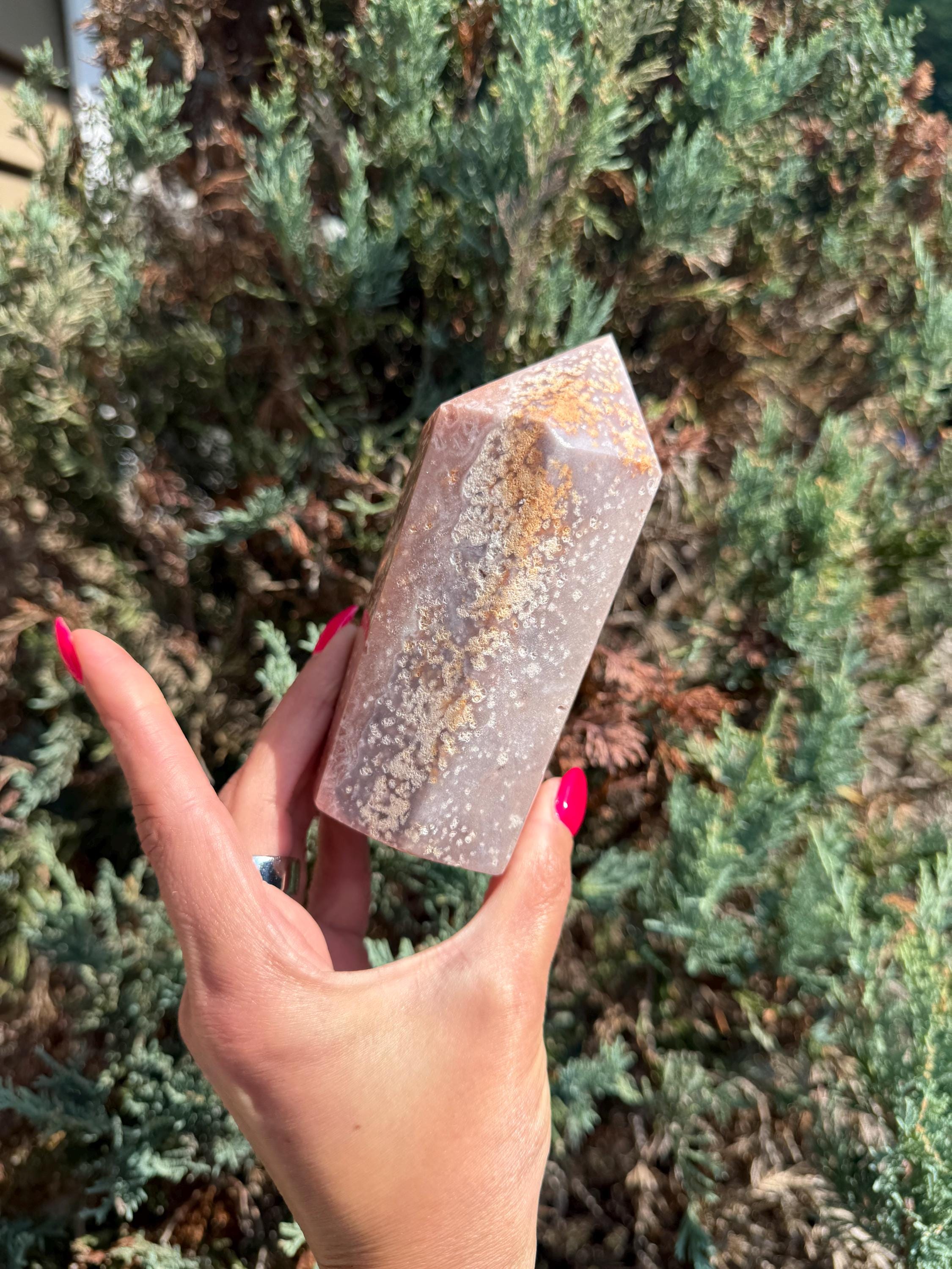 Pink Amethyst Druzy Tower • Sparkly Crystal Point • Healing Stone • Spiritual Decor • Quartz Tower 9