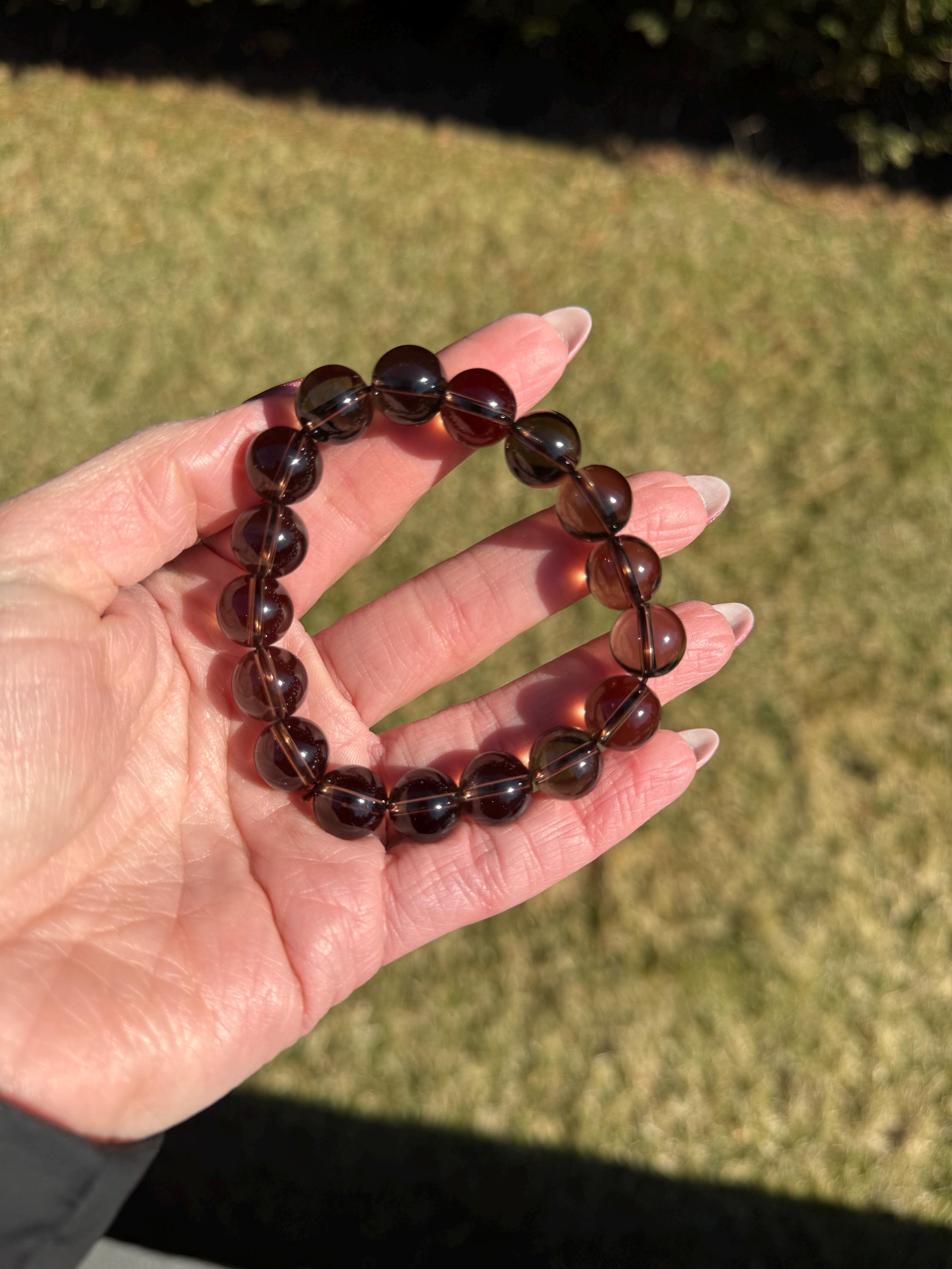 Smoky Quartz Beaded Bracelet • 12mm Natural Crystal • Grounding Stone • Healing Bracelet • Protection Jewelry 2