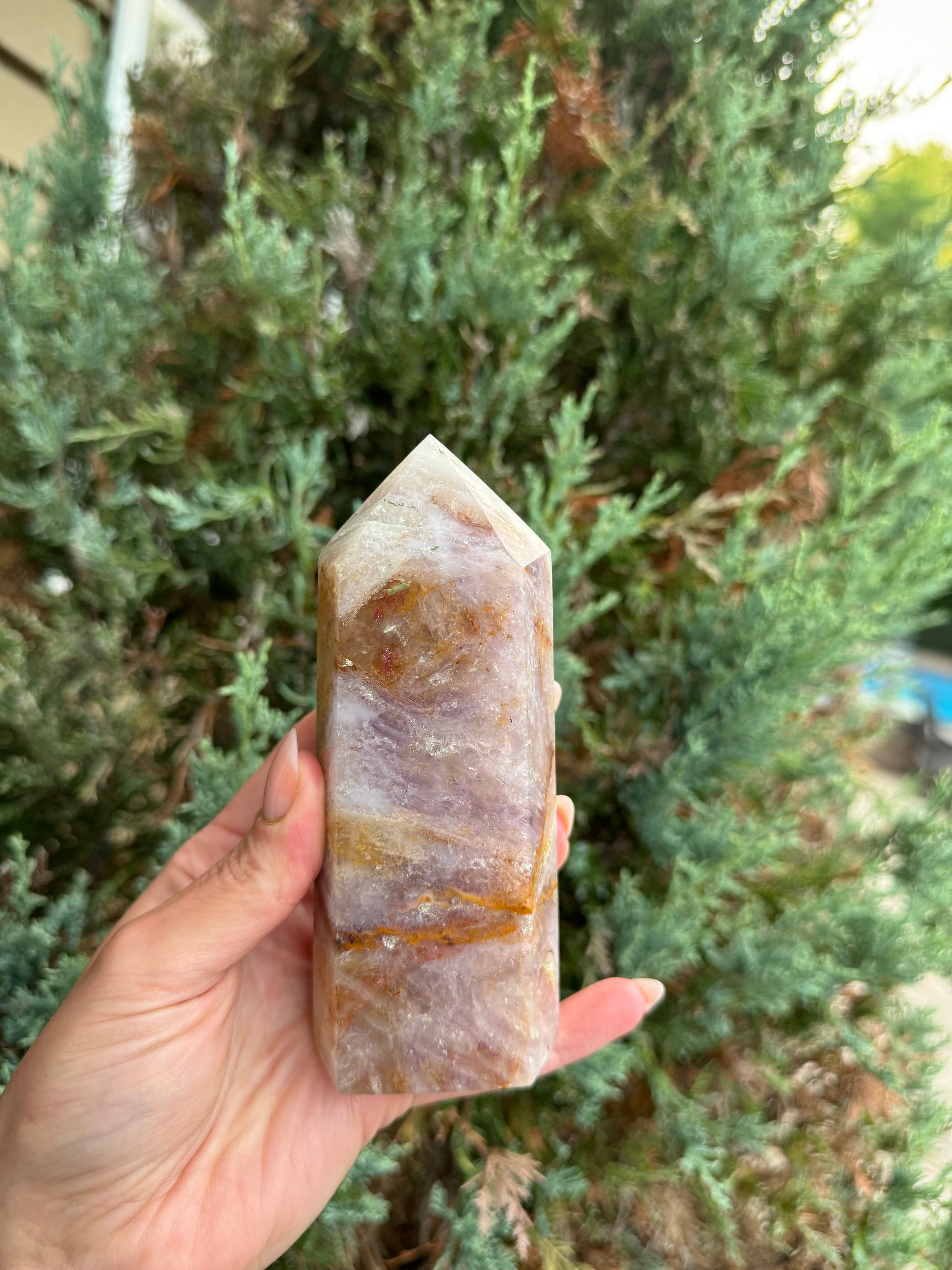 Large Feather Fluorite Crystal Tower • Banded Healing Stone • Polished Point • Spiritual Decor 2